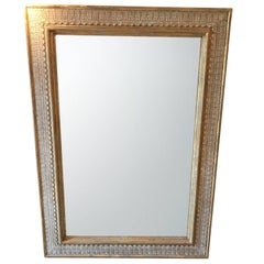 Gold Gilt White Crackle Border Framed Mirror, France, 1940s