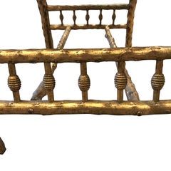 Napolian III Gold Gilt Bamboo Bench, France, 19th Century