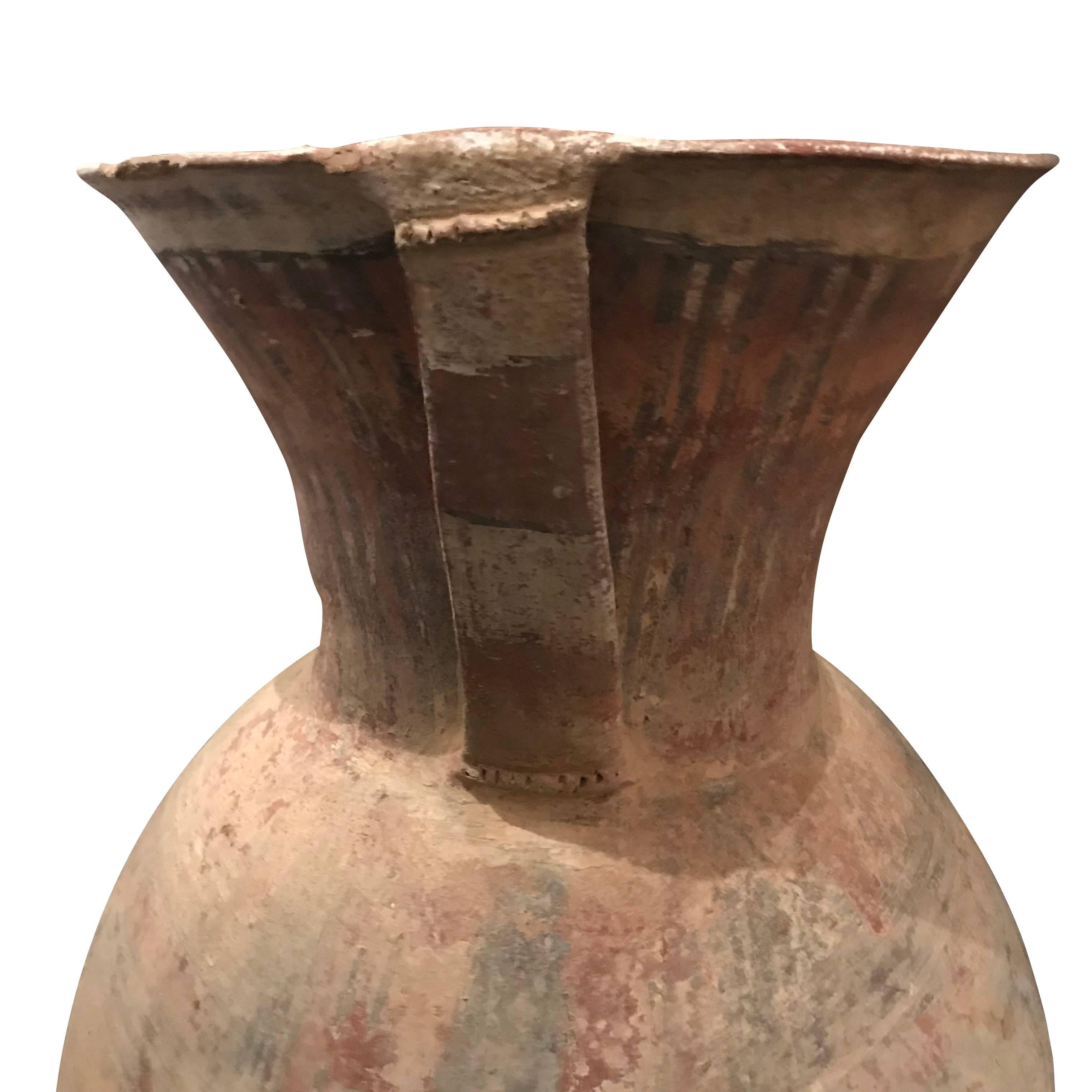 Nigerien Niger Handled Painted Terra Cotta Vase, Africa, 1920s