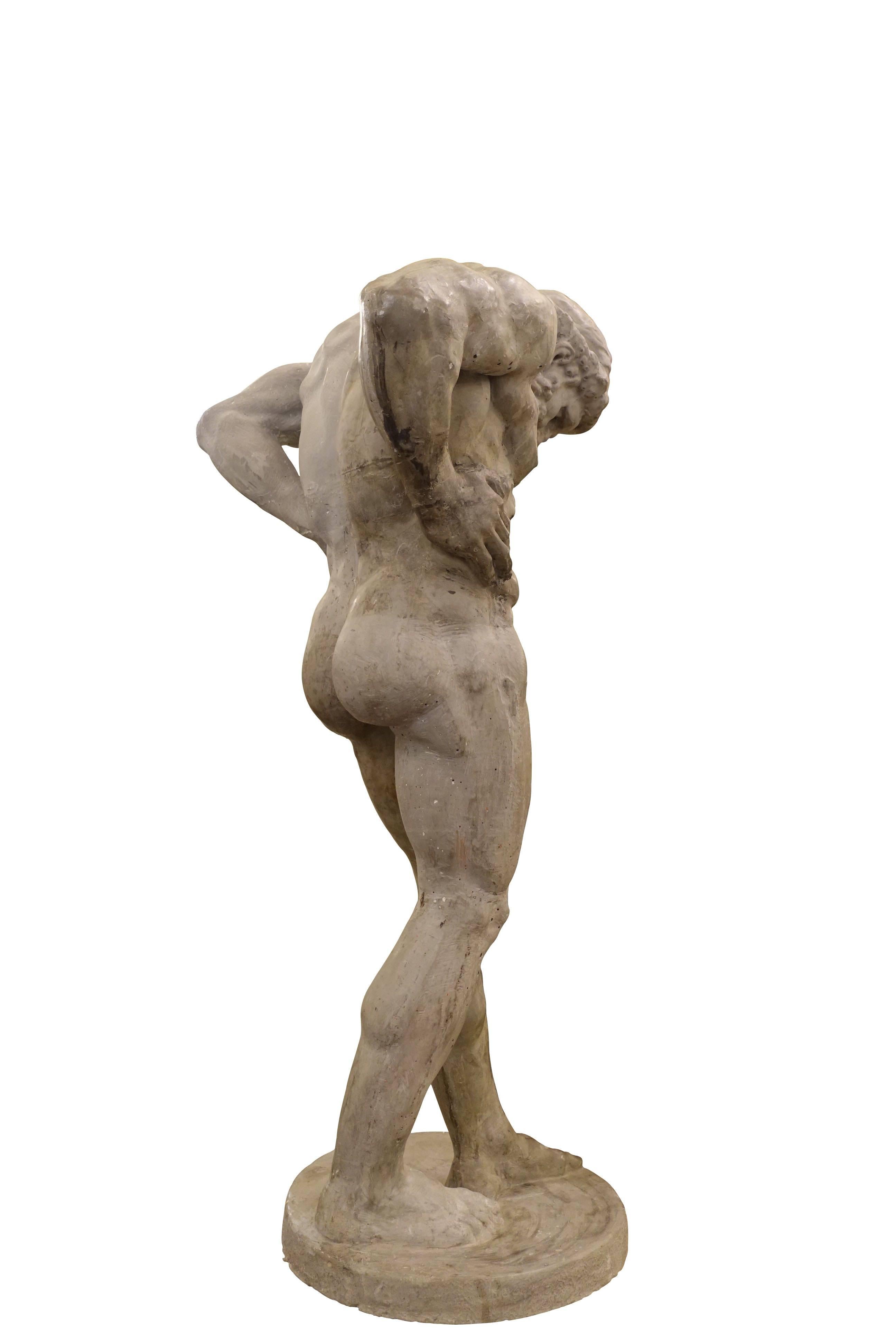 19th century French plaster statue of Atlas.
 