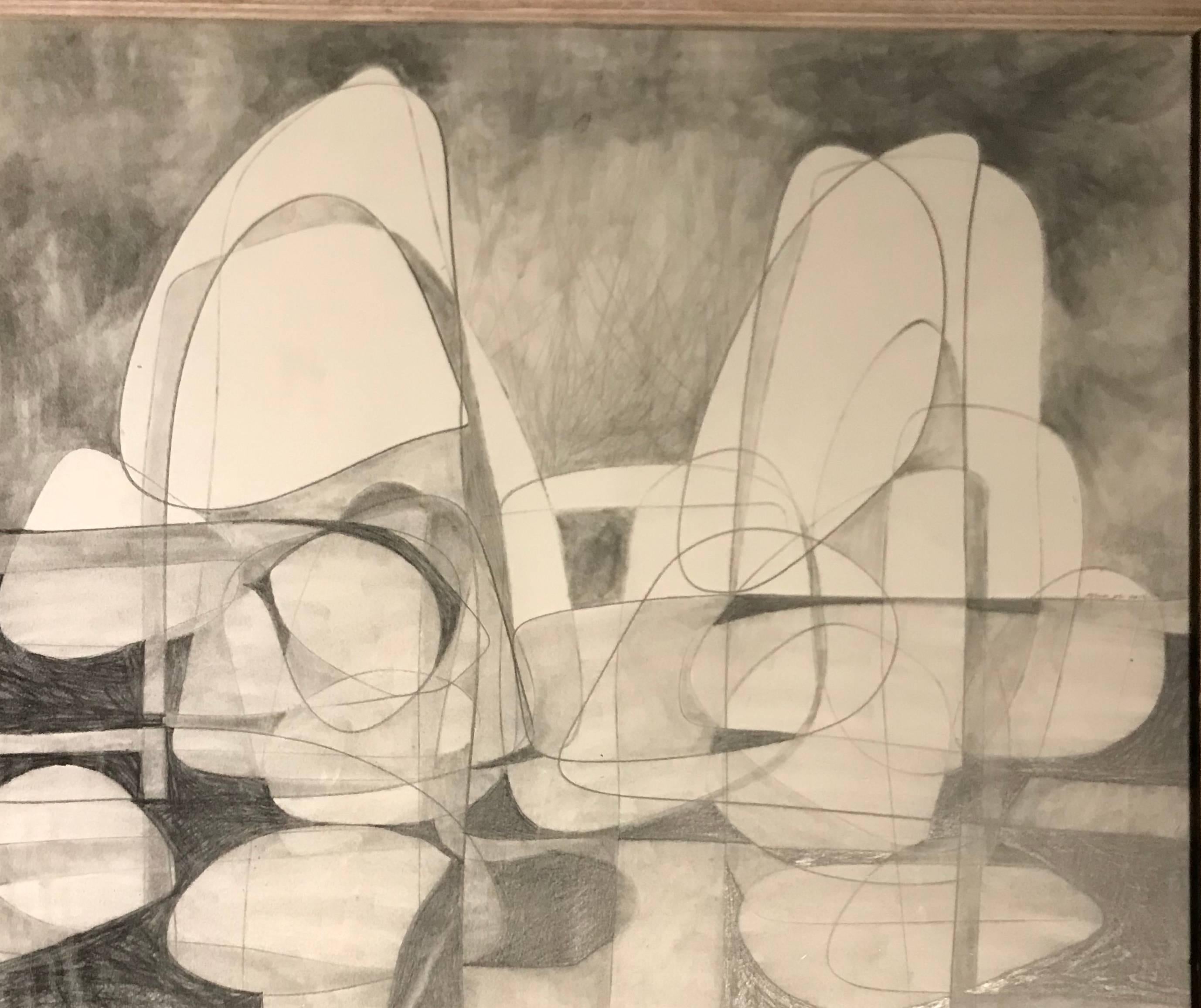 Contemporary original abstract charcoal drawing by American artist David Dew Bruner.
Inspired by the artist Graham Sutherland.
This is one of many pieces from a large body of works.
Vintage bleached oak frame.