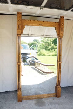 Pair of late 19th Century Very Large English Oak Reformed Gothic Mirrors.