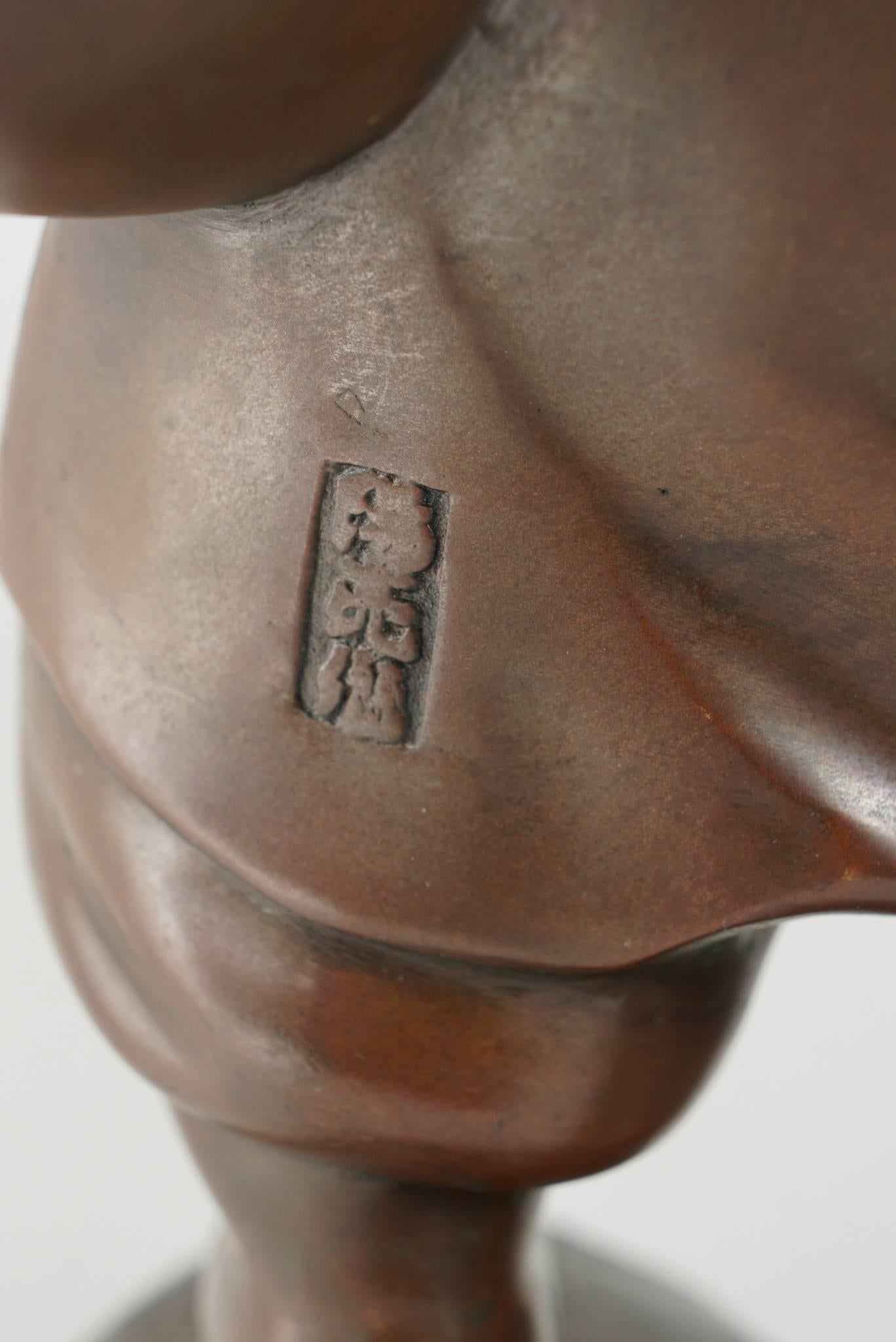Japanische Silberintarsien-Bronze des 19. Jahrhunderts, die Daikoku darstellen im Angebot 2