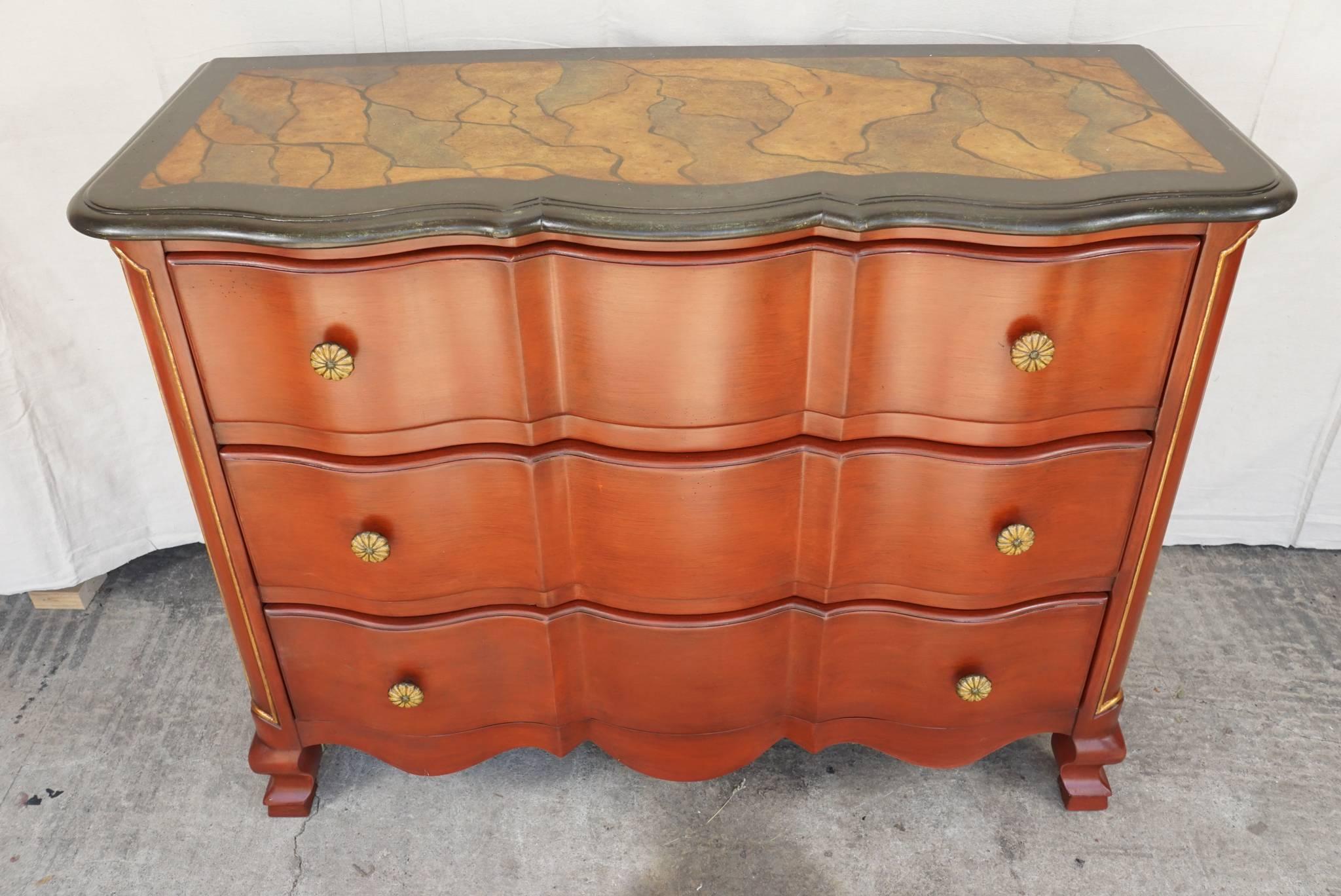 Vintage 20th Century Baroque Style Italian Painted Commode In Excellent Condition In Hudson, NY