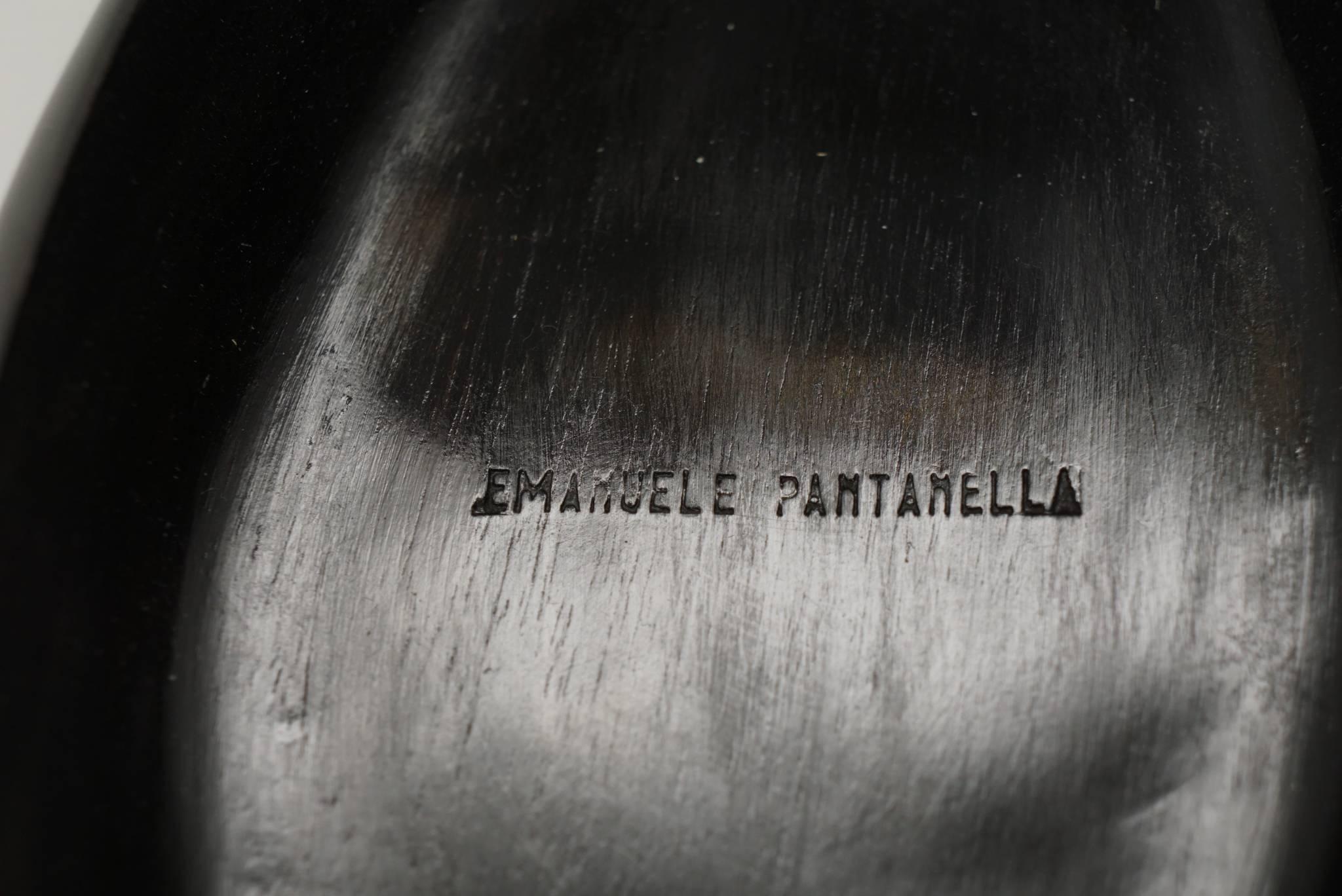 Emanuel Emanuele Pantanella Minaudiere aus geschnitztem Ebenholz, Bergkristall und 18-karätigem Gold (20. Jahrhundert) im Angebot