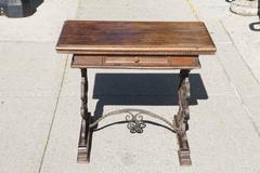 Late 19th Century Italian Walnut and Hand-Wrought Iron Low Table