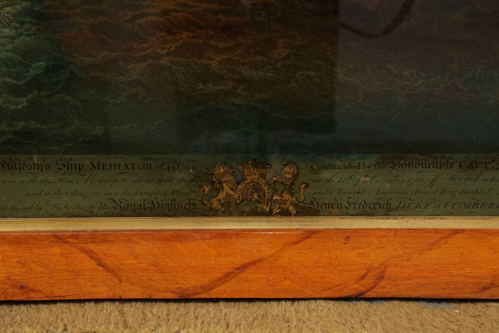 Pair of English 19th Century Reverse Paintings on Glass of Naval Battles 3