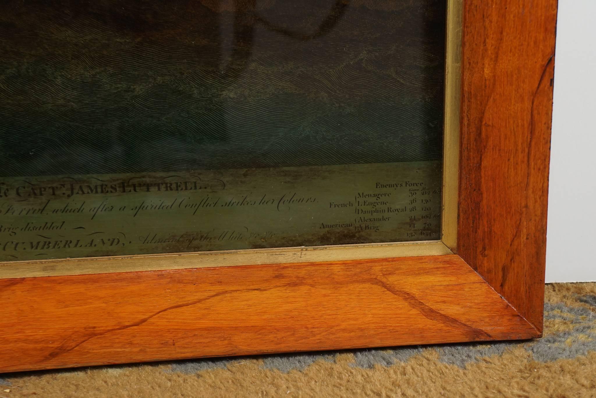 Pair of English 19th Century Reverse Paintings on Glass of Naval Battles 4