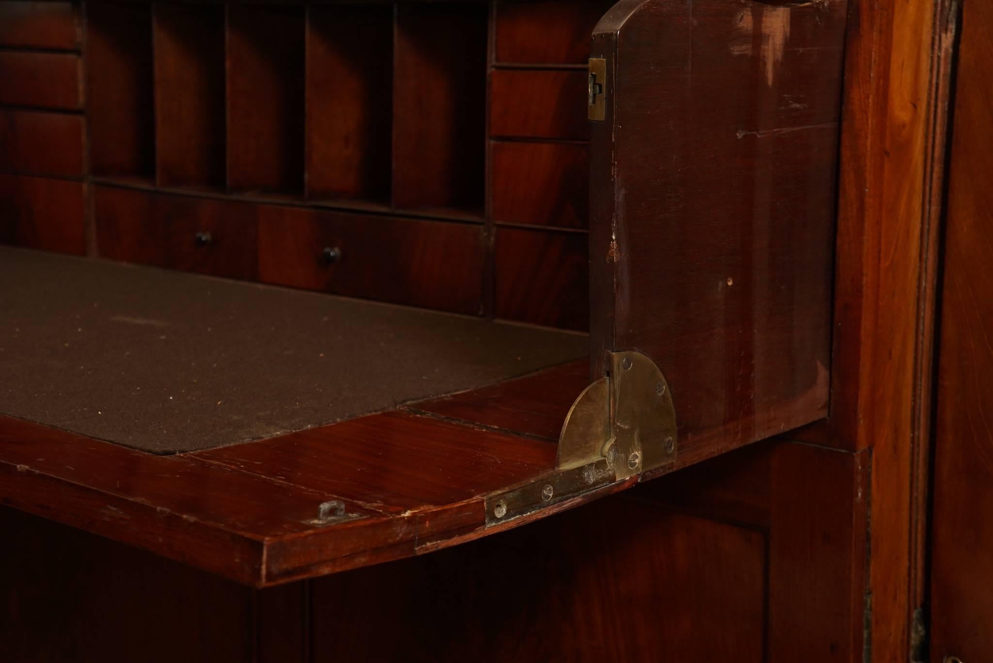 Large Early 19th Century Mahogany English Breakfront Secretary In Good Condition In Hudson, NY