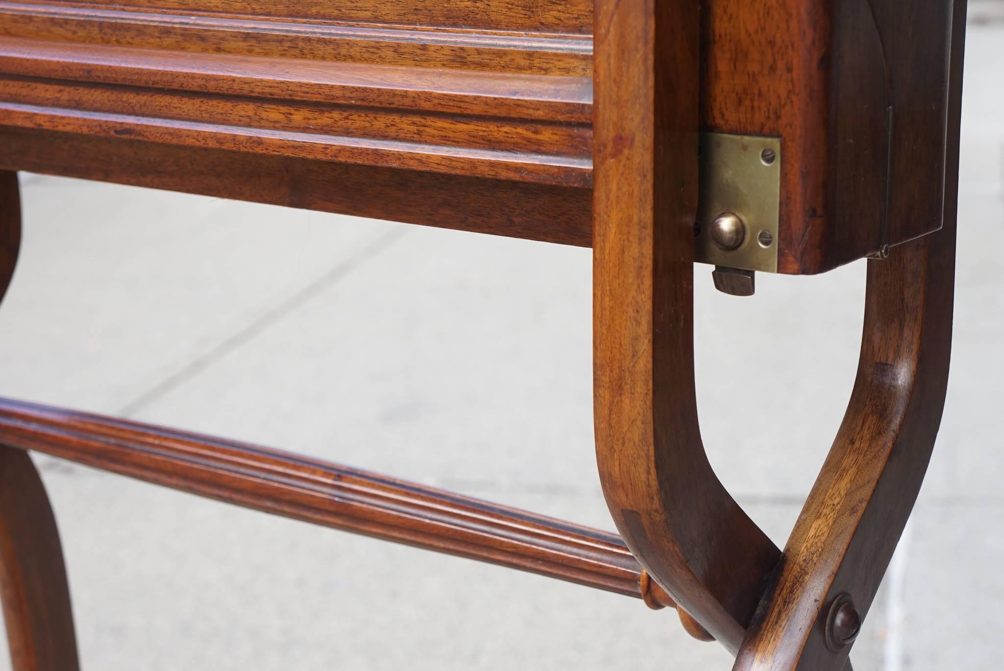 Early Victorian Mahogany Campaign Folding Travel Desk 1