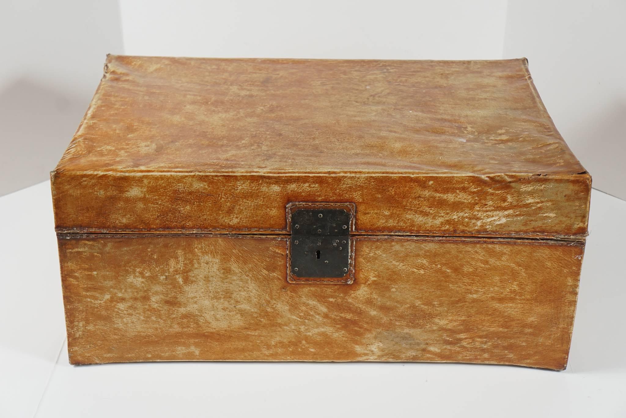 Chinese Export Camphor Wood and Pig Skin Covered Trunk from the Estate of Bunny Mellon