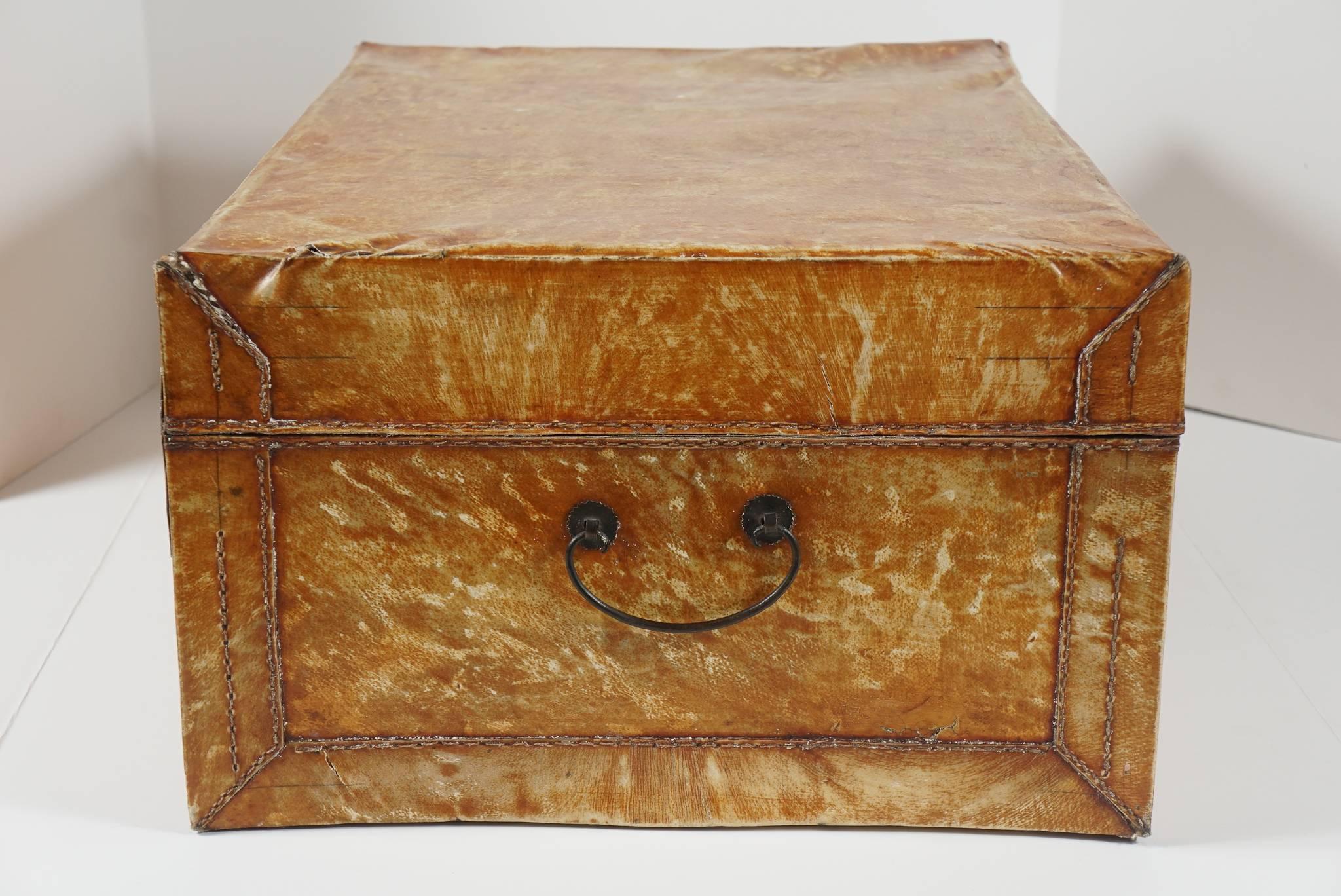 Chinese Camphor Wood and Pig Skin Covered Trunk from the Estate of Bunny Mellon