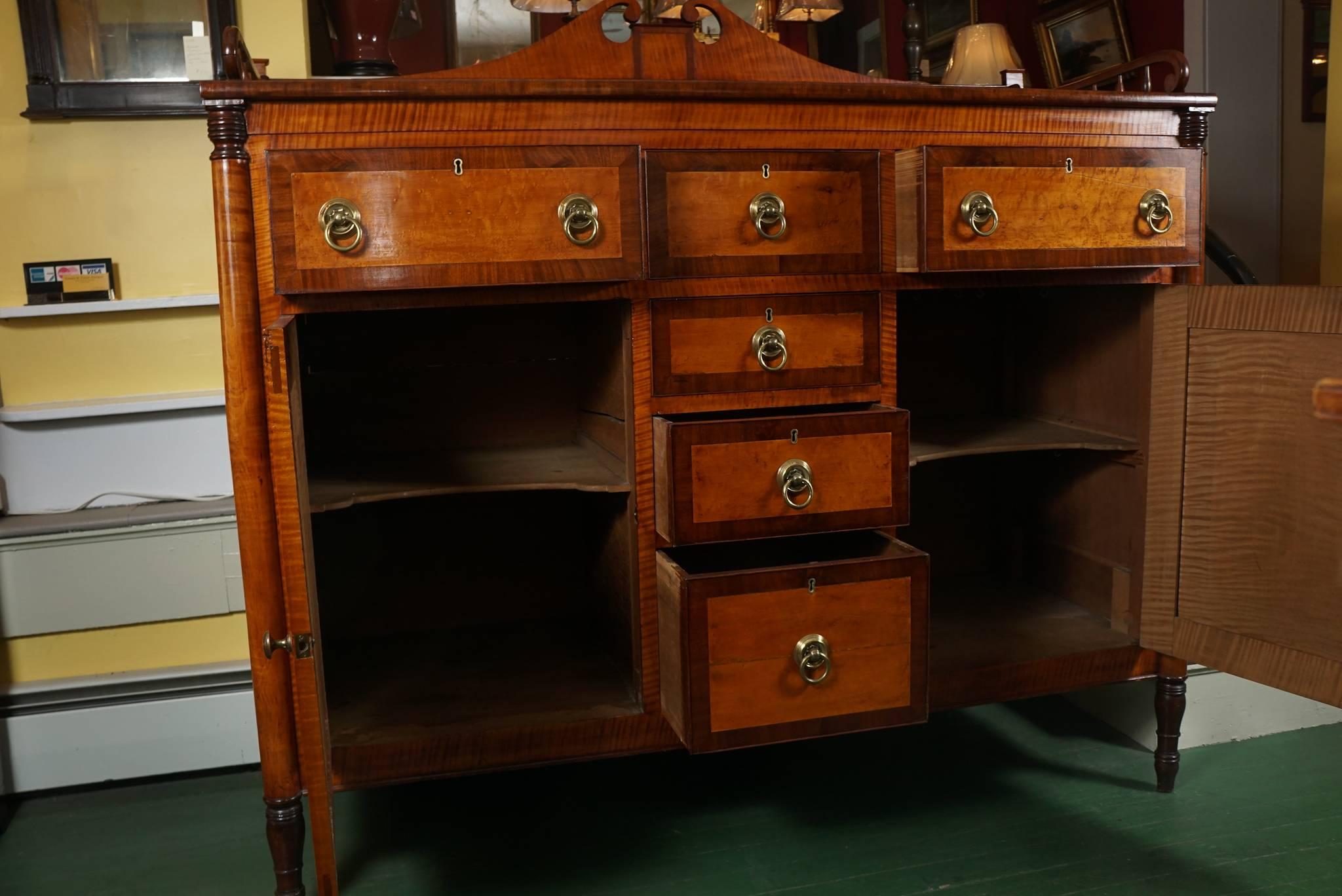 Birdseye Maple  19th Century Federal New England Tiger Maple Sideboard