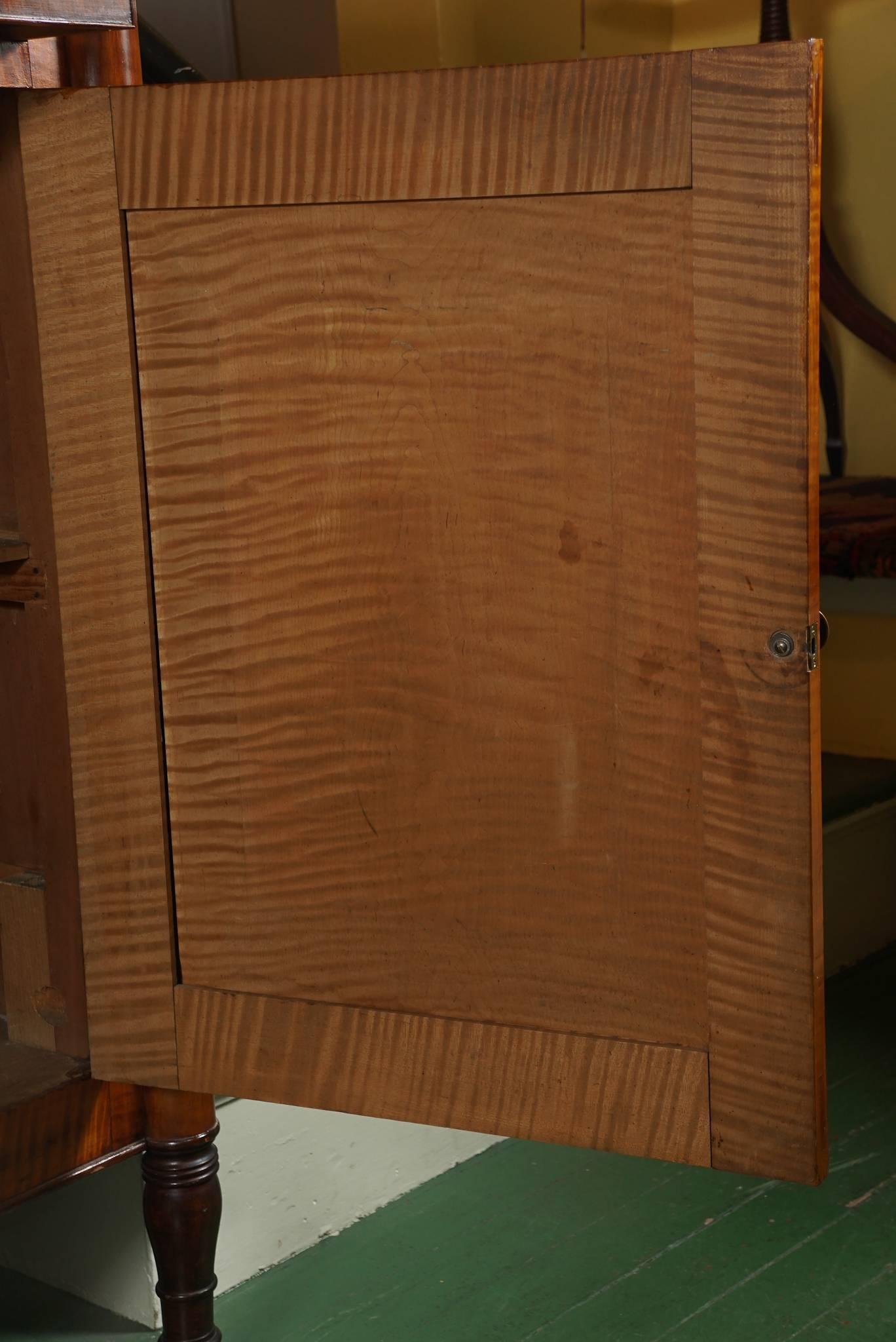  19th Century Federal New England Tiger Maple Sideboard 1