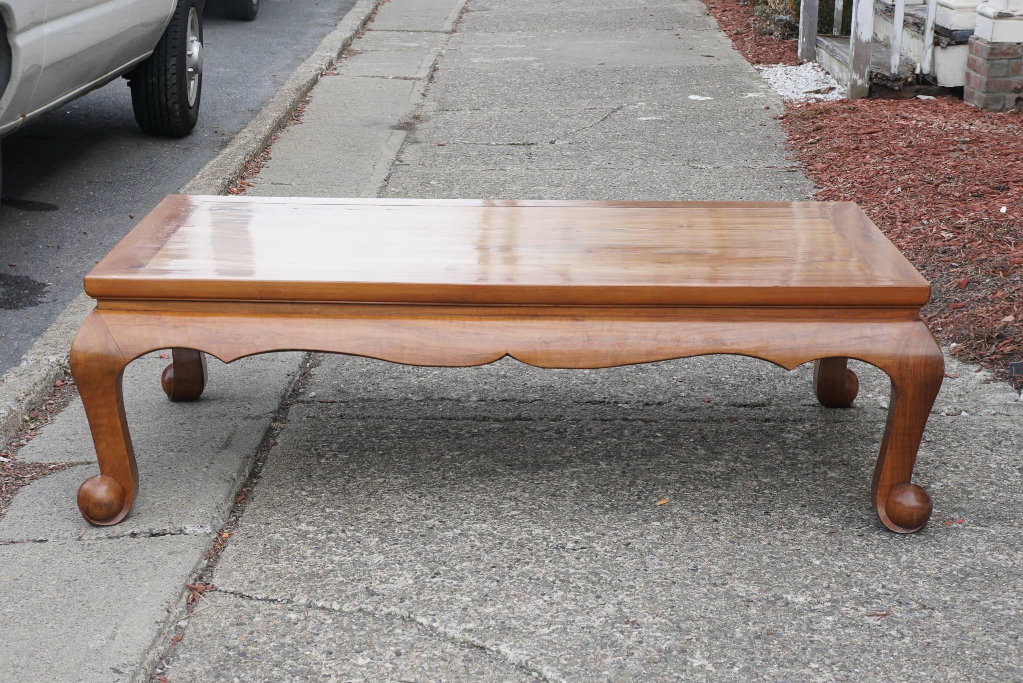 This piece made in China, circa 1900 would have been made as a bed or low platform. Usable now and with a new finish as a large coffee table the piece is a perfect example of the needs of the modern world looking to the past for direction. The legs