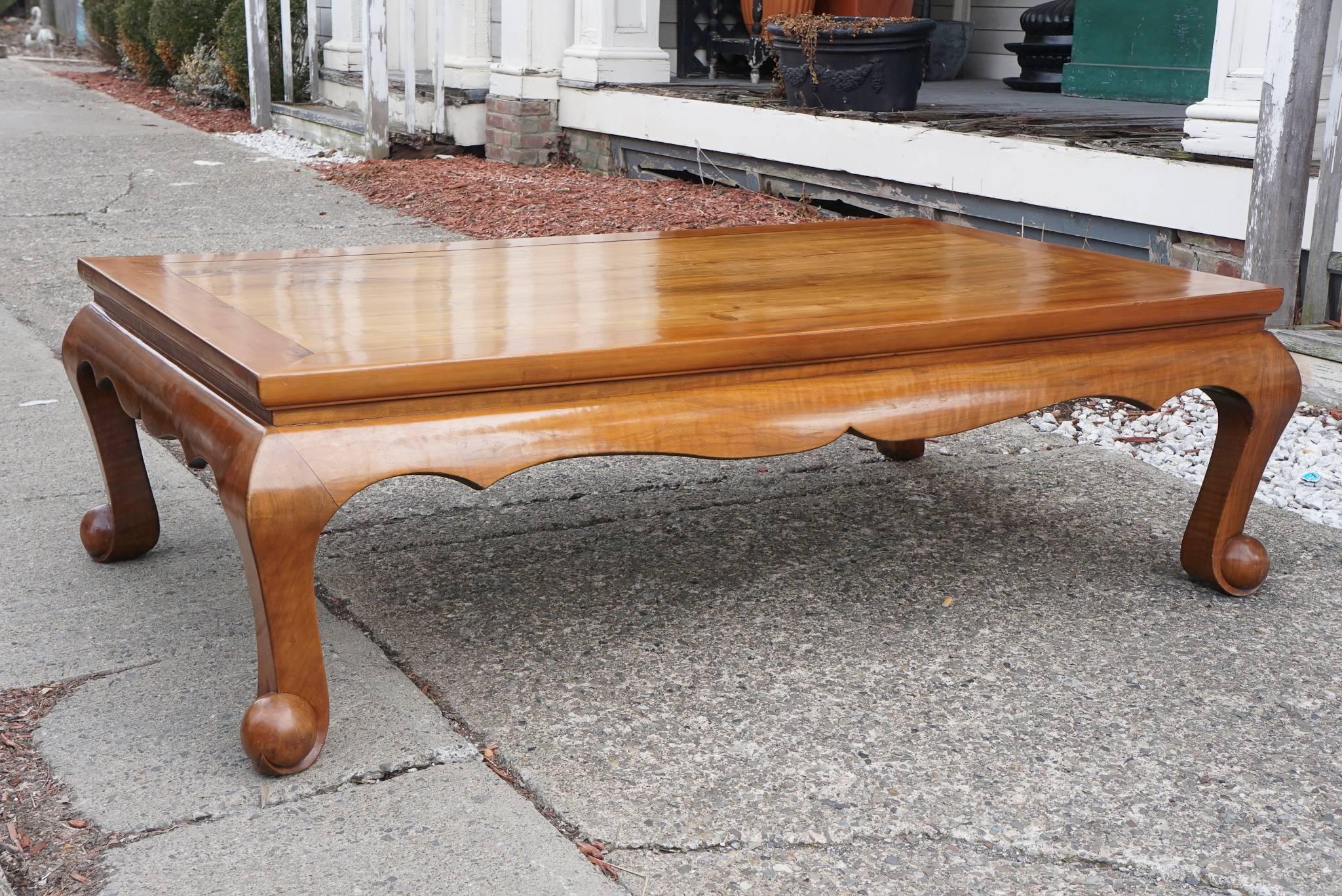 Carved Early 20th Century Large Elm Chinese Low Table