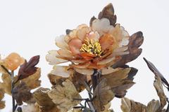 Early 20th Century Chinese Carved Jade and Carnelian Ming Tree