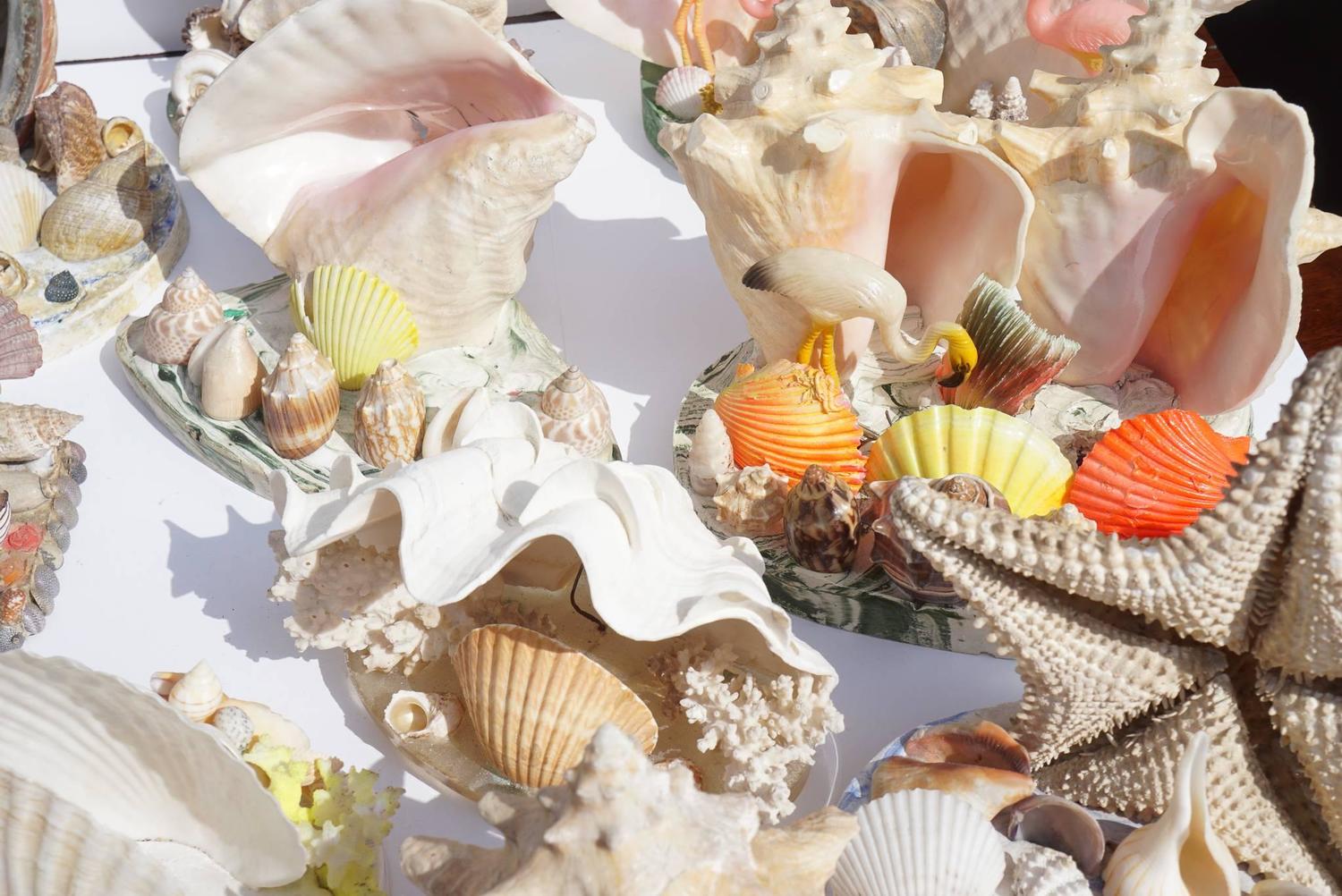Collection of 30 Vintage Shell, Coral and Plastic Sea Side Souvenir