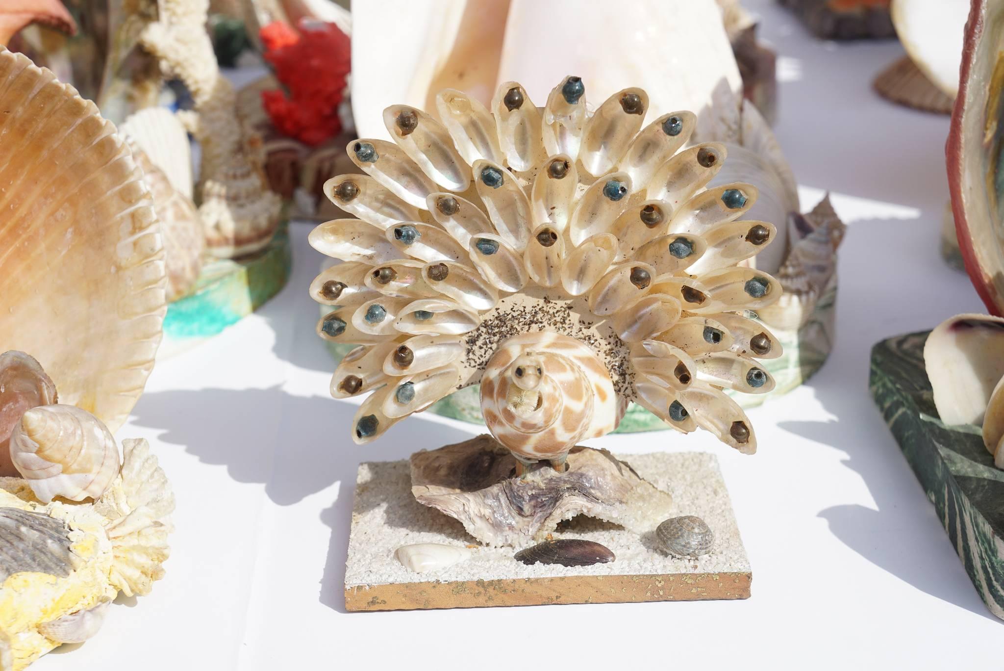 American Collection of 30 Vintage Shell, Coral and Plastic Sea Side Souvenir Sculptures