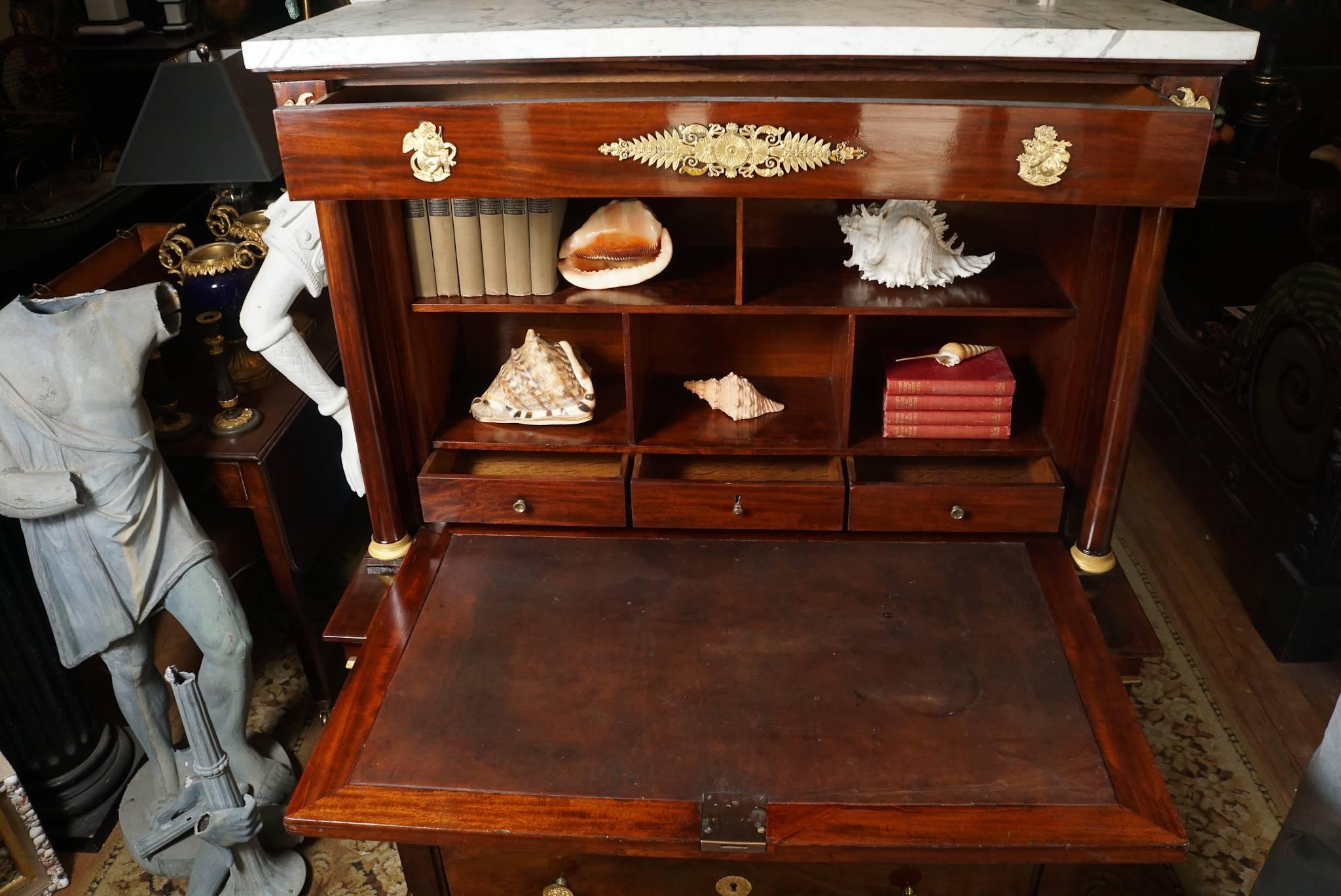 Period French Empire Fall Front Desk from Wildercliff Estate of Grayson Hall In Good Condition In Hudson, NY