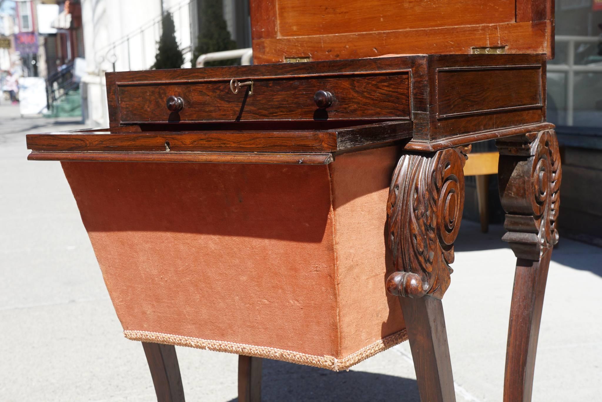 19th Century Period Regency Rosewood Work Table For Sale