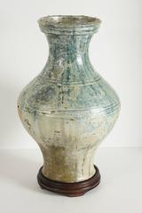 Large Han Iridescent Green Glazed Pottery Vase
