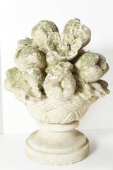 Pair of Vintage Carved Tuffa Stone Flower and Fruit Baskets