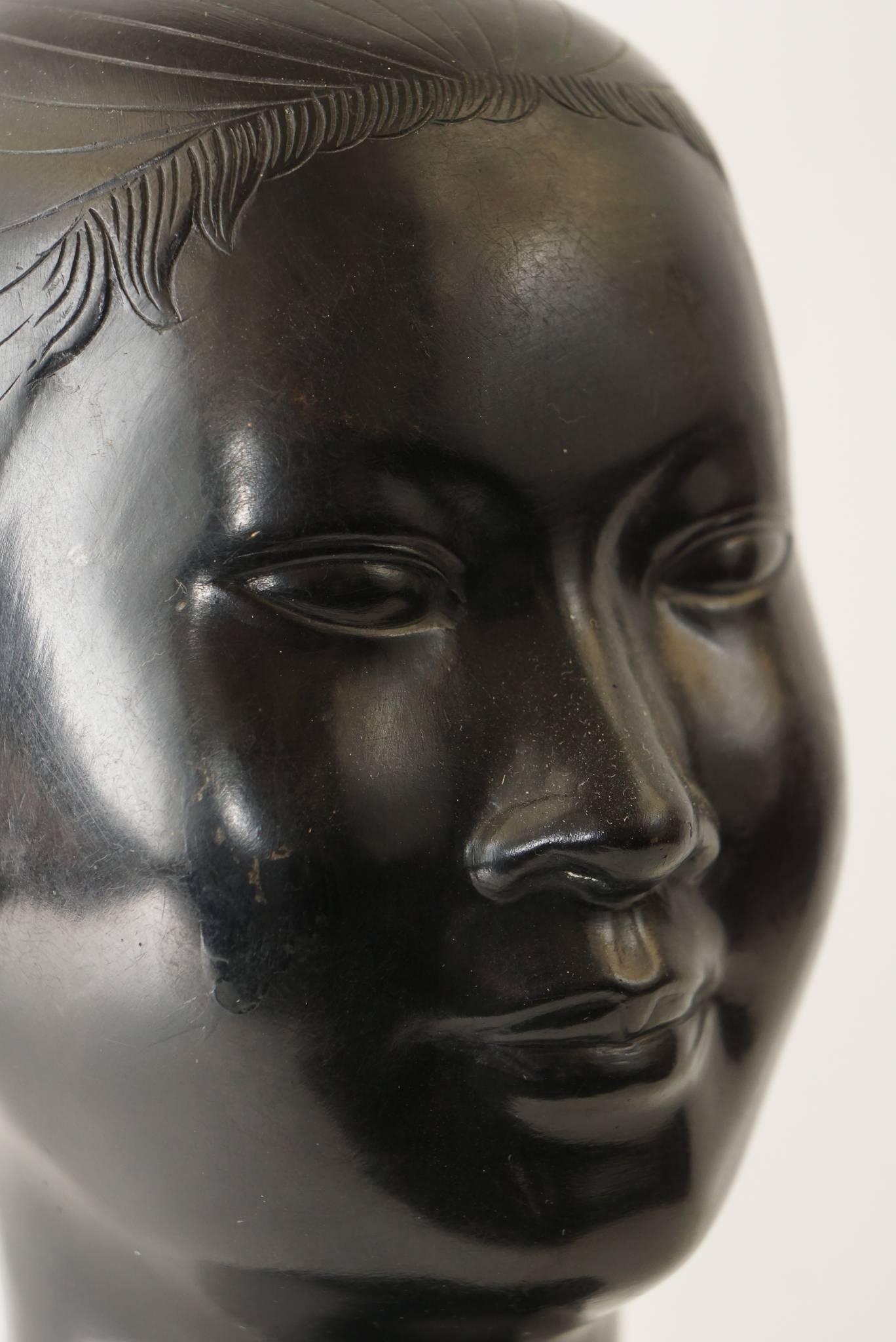 20th Century Bronze Bust of a Laotian Women by Vietnamese Artist Nguyen Thanh 2