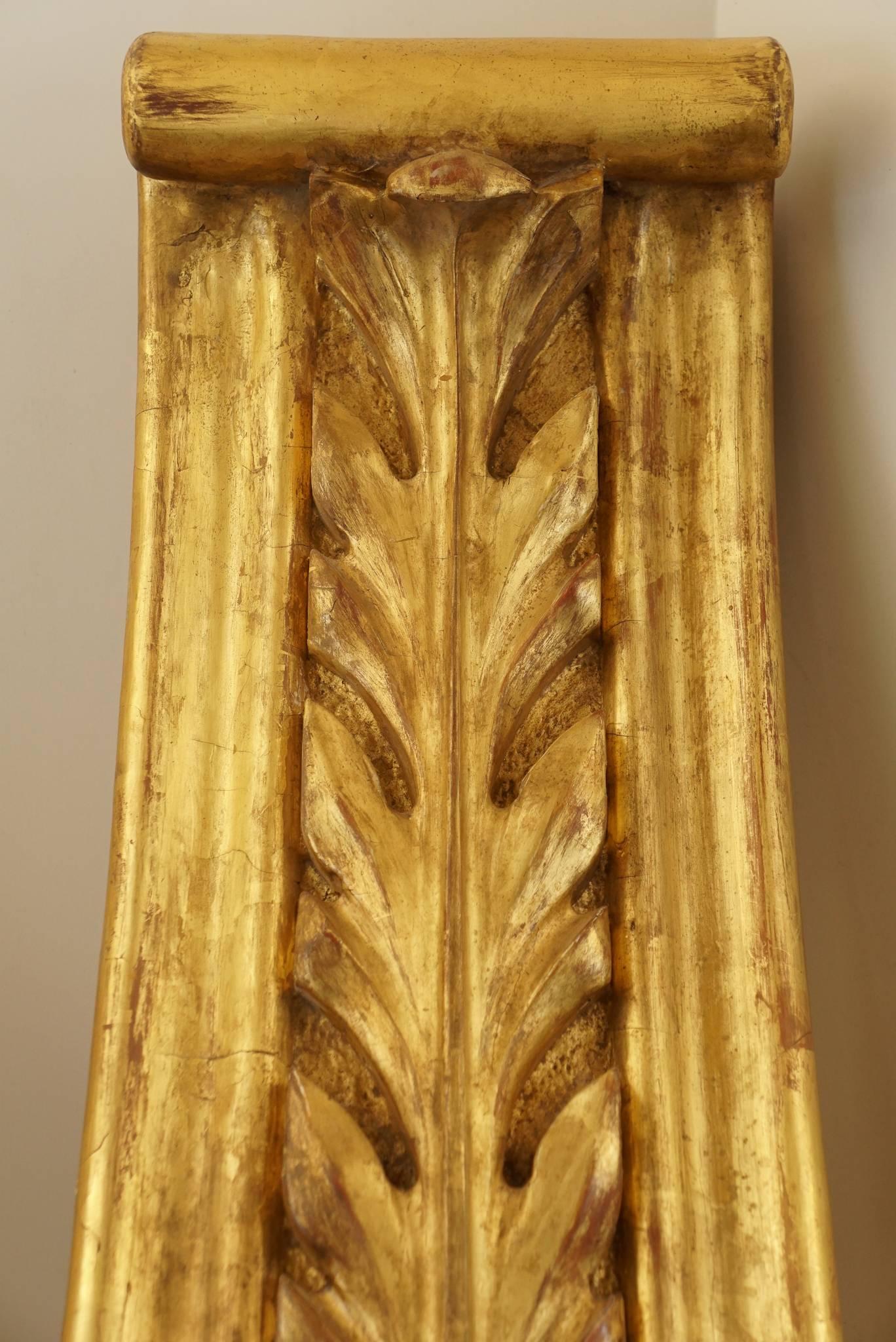Mahogany Large Pair of English 19th Century Carved and Water Gilded Wood Corbel Bracket