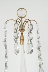 Pair of Russian Gilt Bronze, Blown Blue Glass and Cut Crystal Candelabra