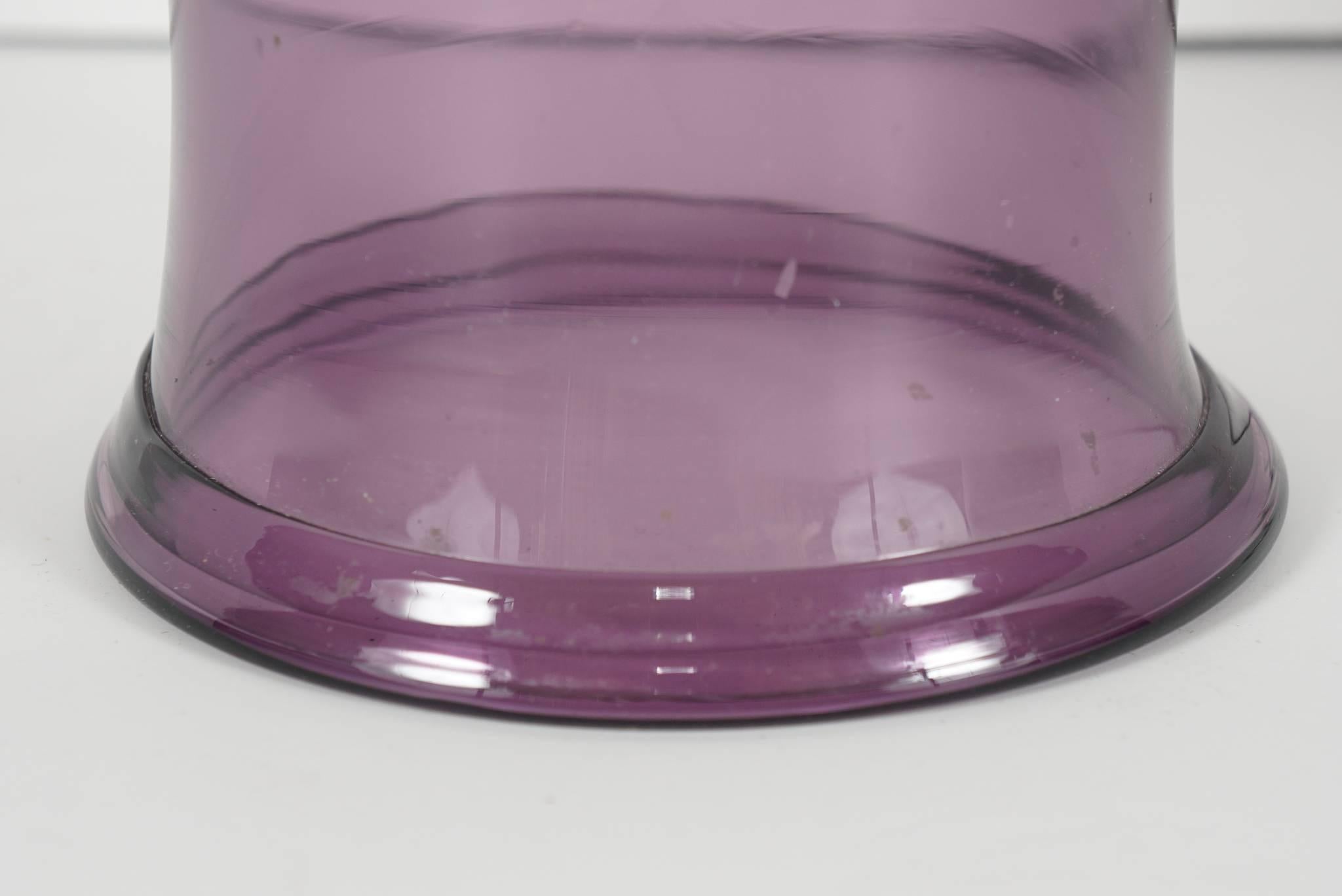 British Pair Purple Blown Glass Hurricane Shades from the Estate of Paul & Bunny Mellon