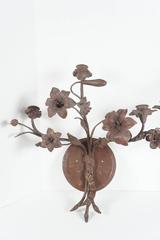 Three-Light Tole Peinte French Floral Sconces from the Estate of Bunny Mellon