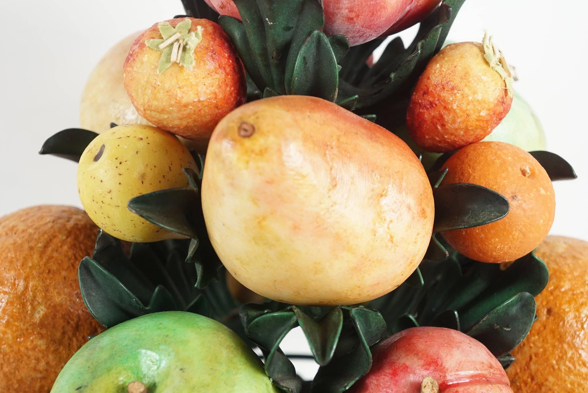Edwardian Tole Peinte and Carved Marble Fruit Center Peice from the Estate of Bunny Mellon