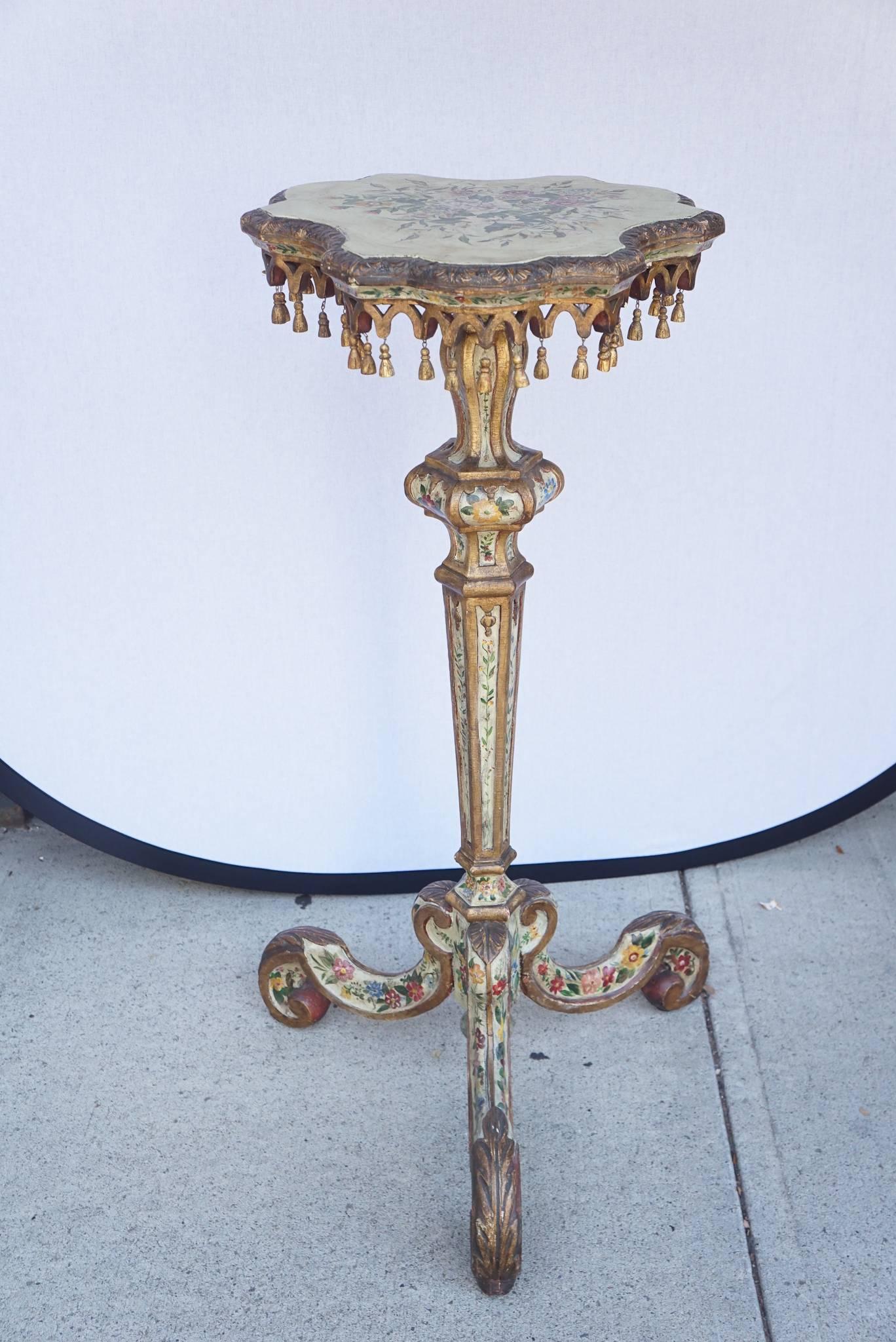 Italian Pair of 19th Century Venetian Carved Painted and Gilded Pedestals