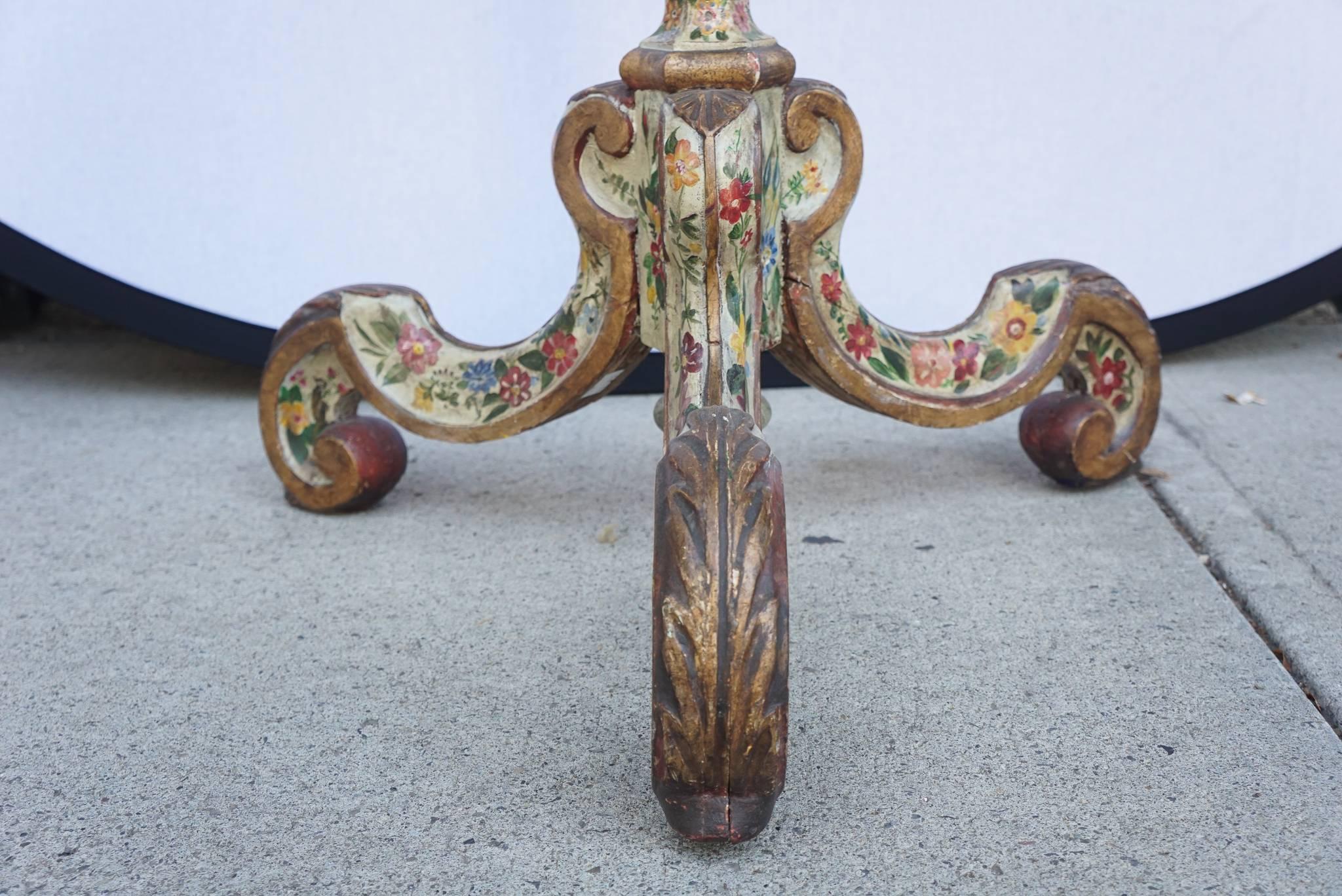 Pair of 19th Century Venetian Carved Painted and Gilded Pedestals 2