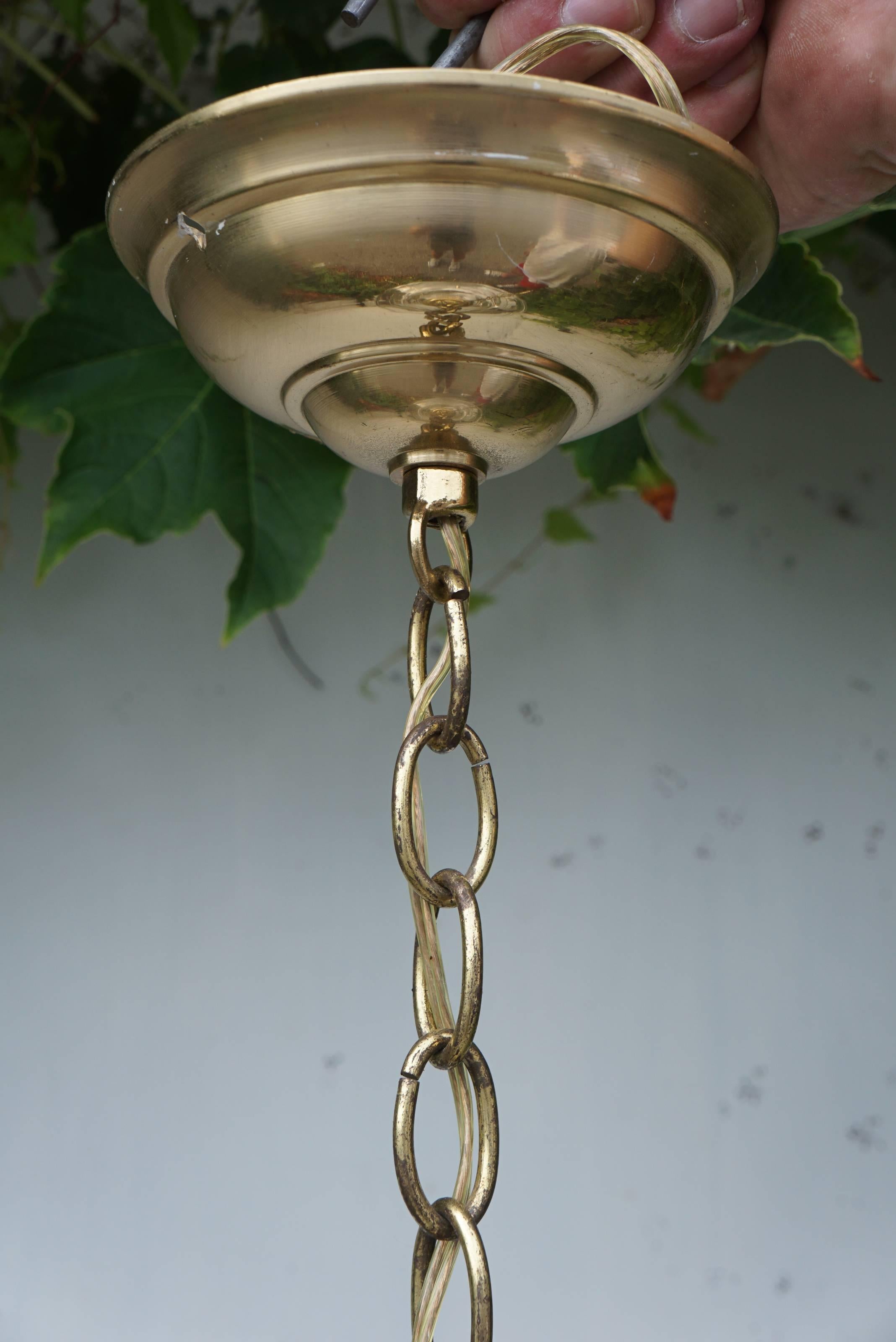 Regency Vintage Cast Brass and Blown Glass Hall Lantern