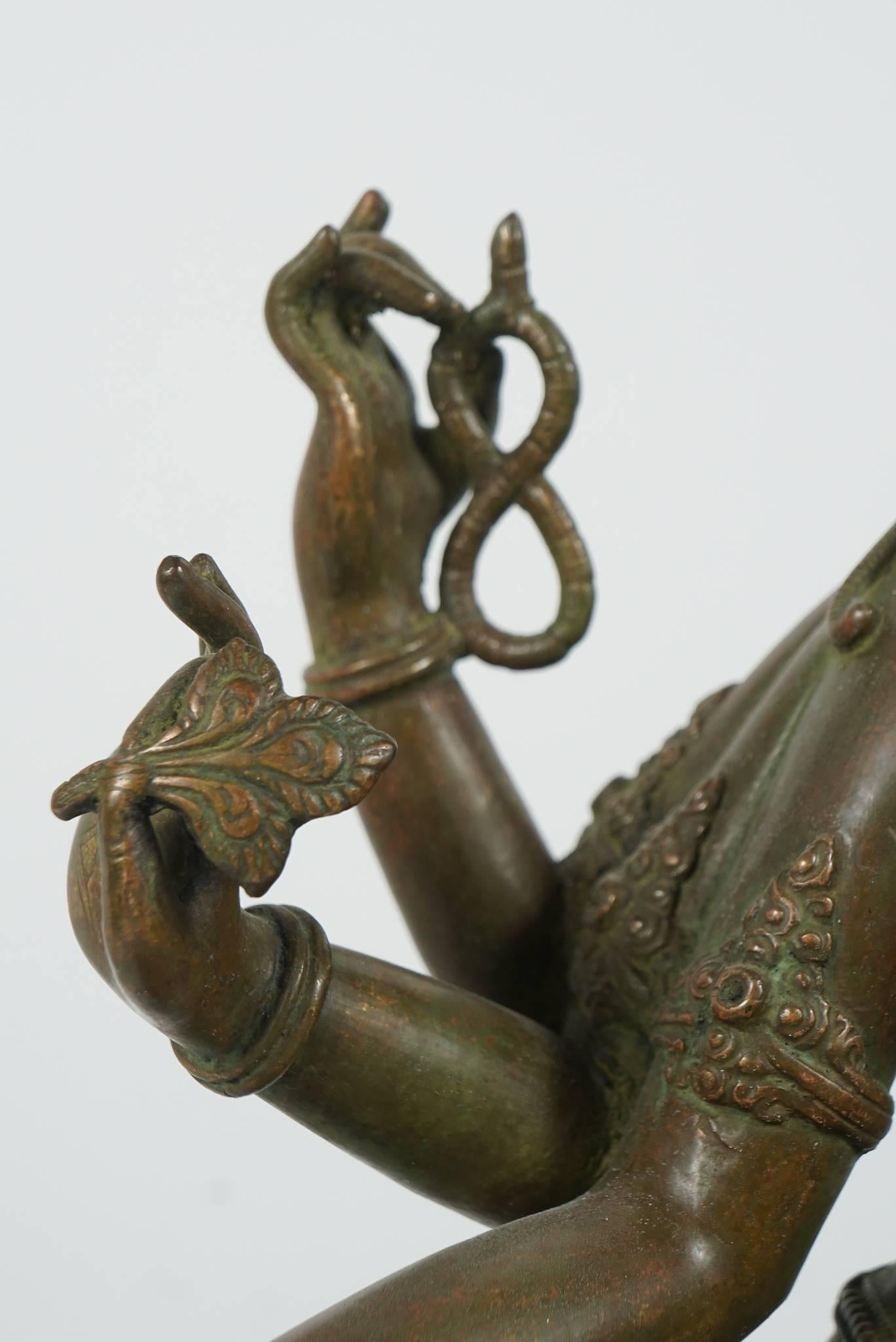 Miniatura Verde Tara Statua in Argento Vecchio Tibet 