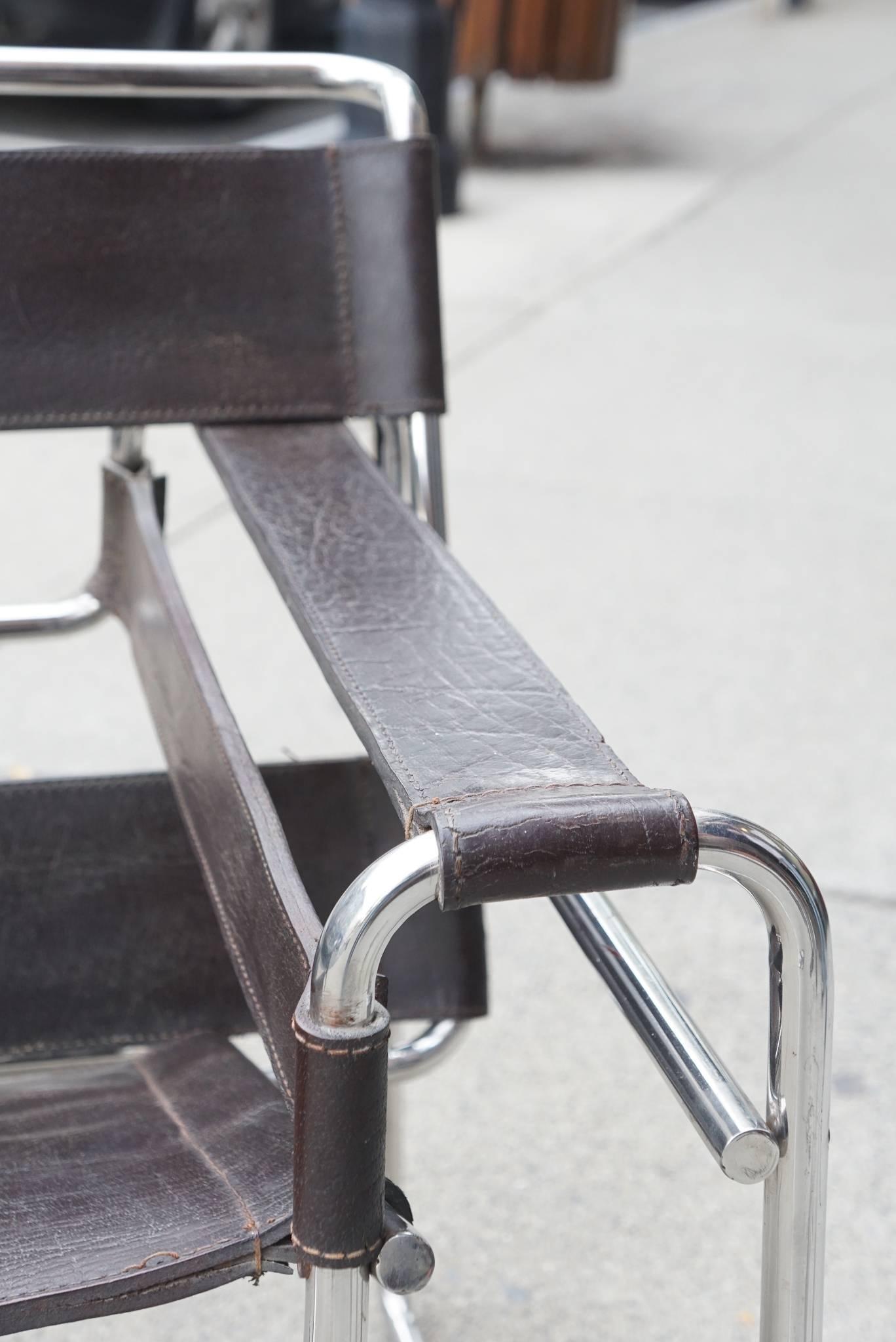 Bauhaus Vintage Marcel Breuer Wassily Chrome and Leather Chair