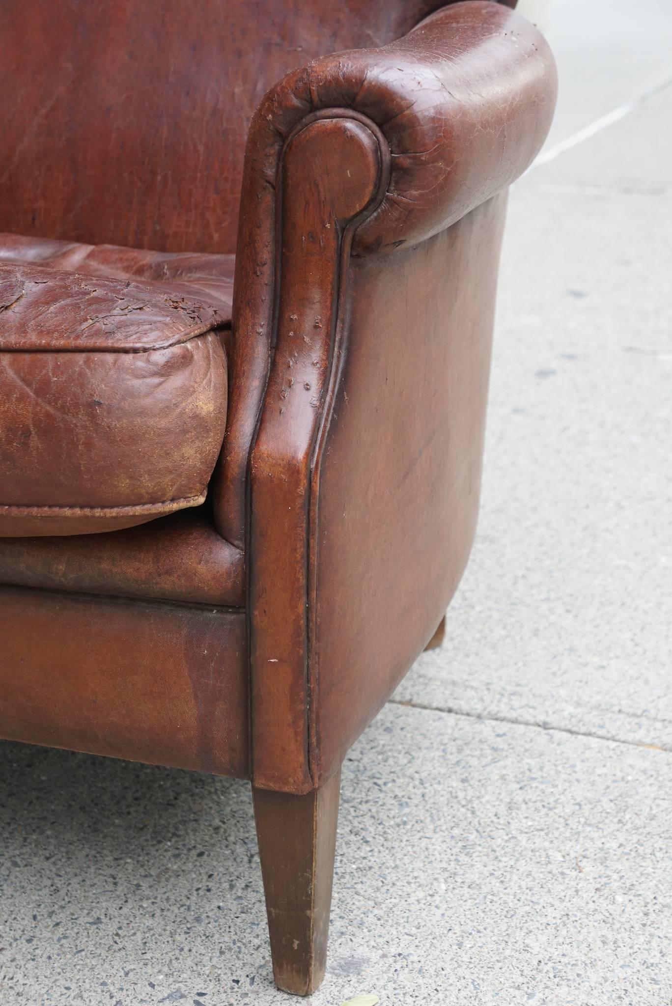 American Period Art Deco Leather Club Chair 1