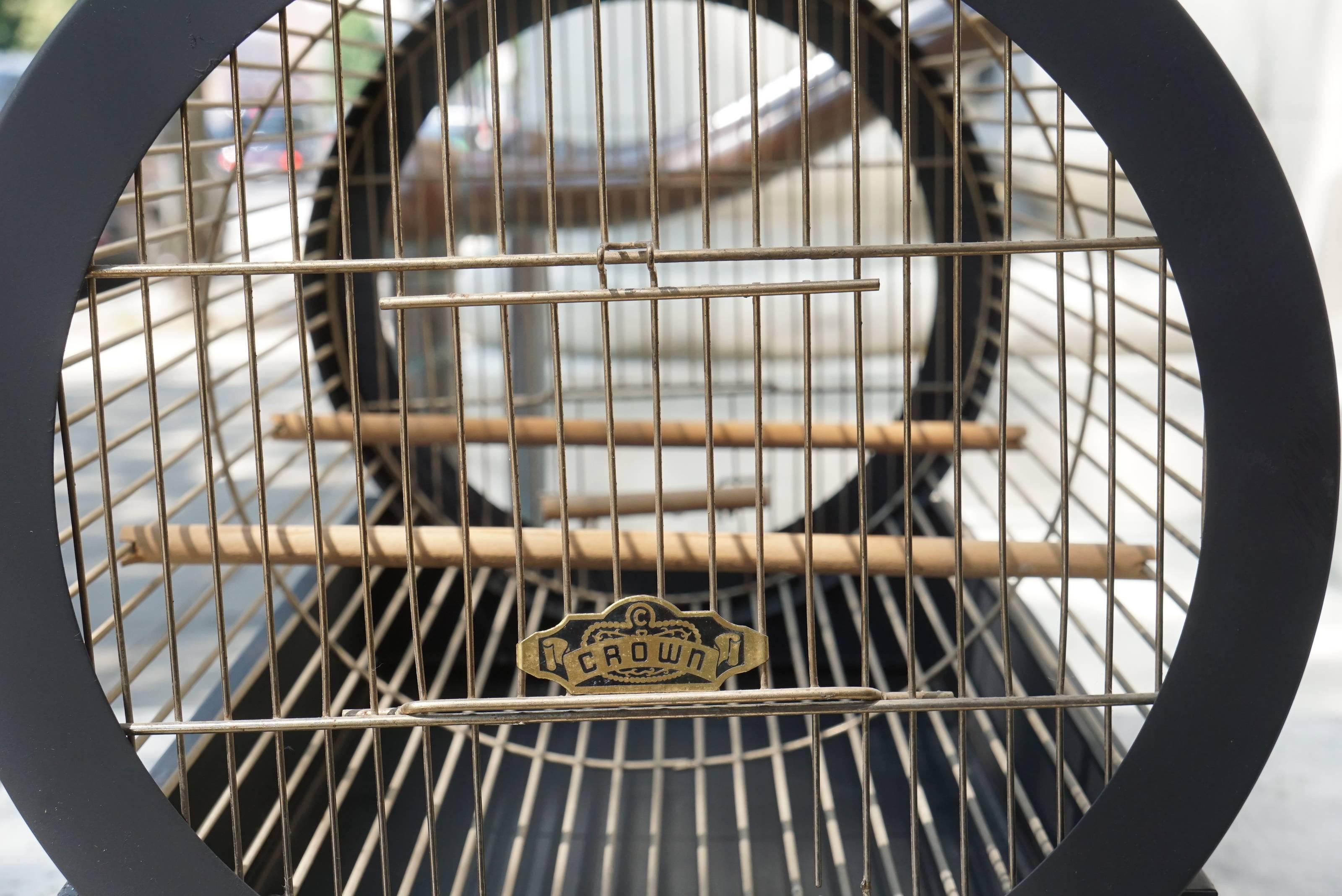 Cast Vintage Fun and Funky 1950s Brass and Tole Bird Cage