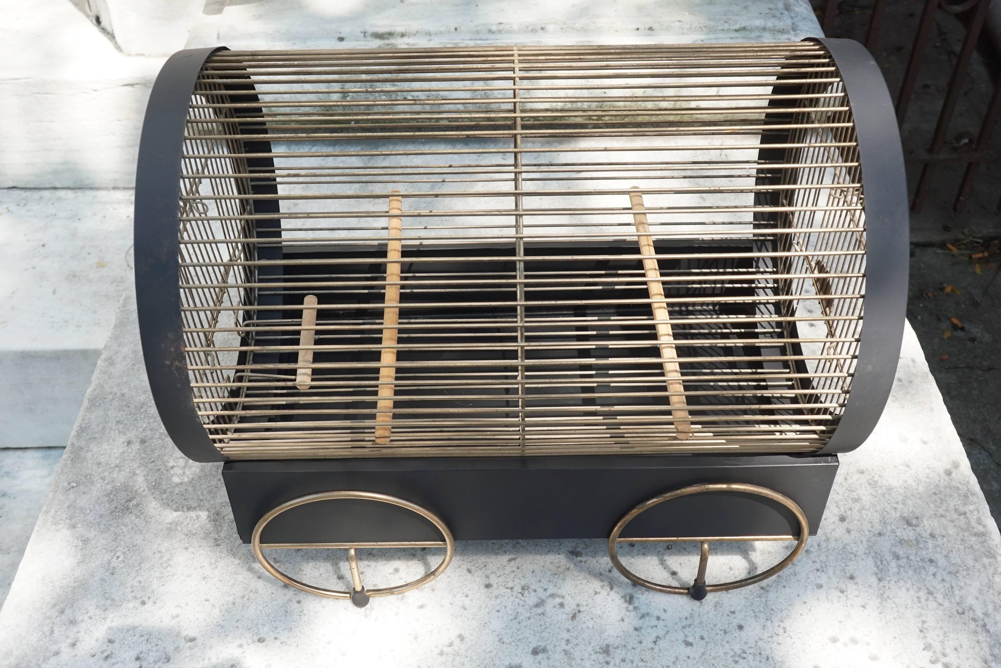 Vintage Fun and Funky 1950s Brass and Tole Bird Cage 1