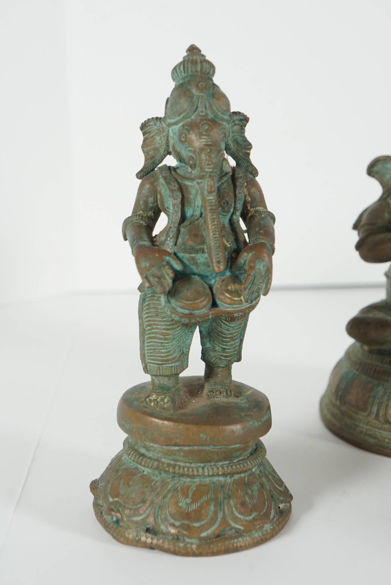 20th Century Collection of Five Indian Cast Bronze Figures of Ganesha