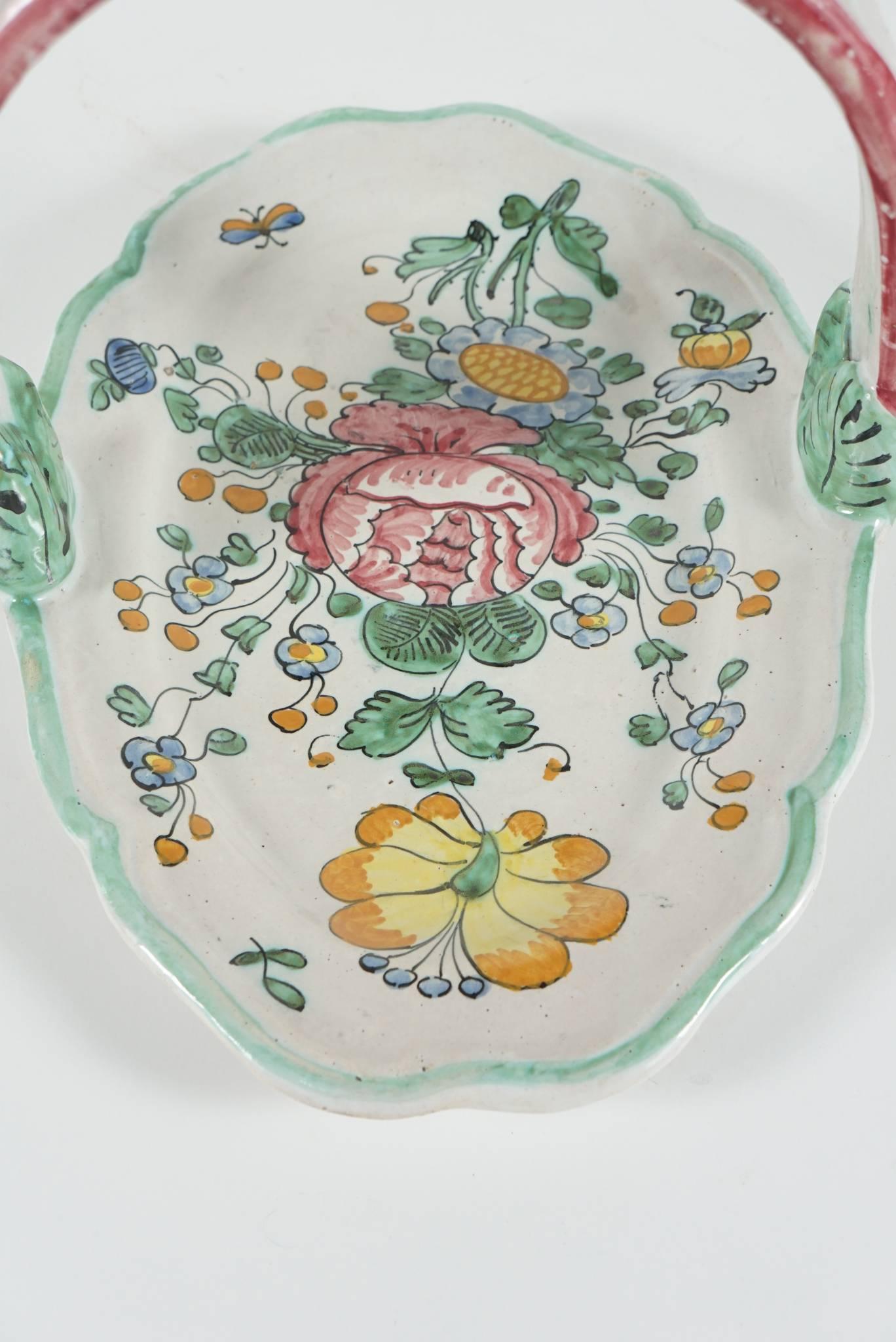 20th Century Italian Pottery Tray with Floral Decoration from the Estate of Bunny Mellon
