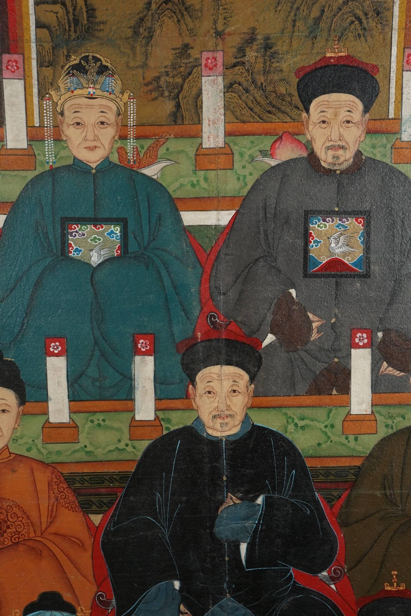 Painted Chinese Republic Period Ancestral Portrait