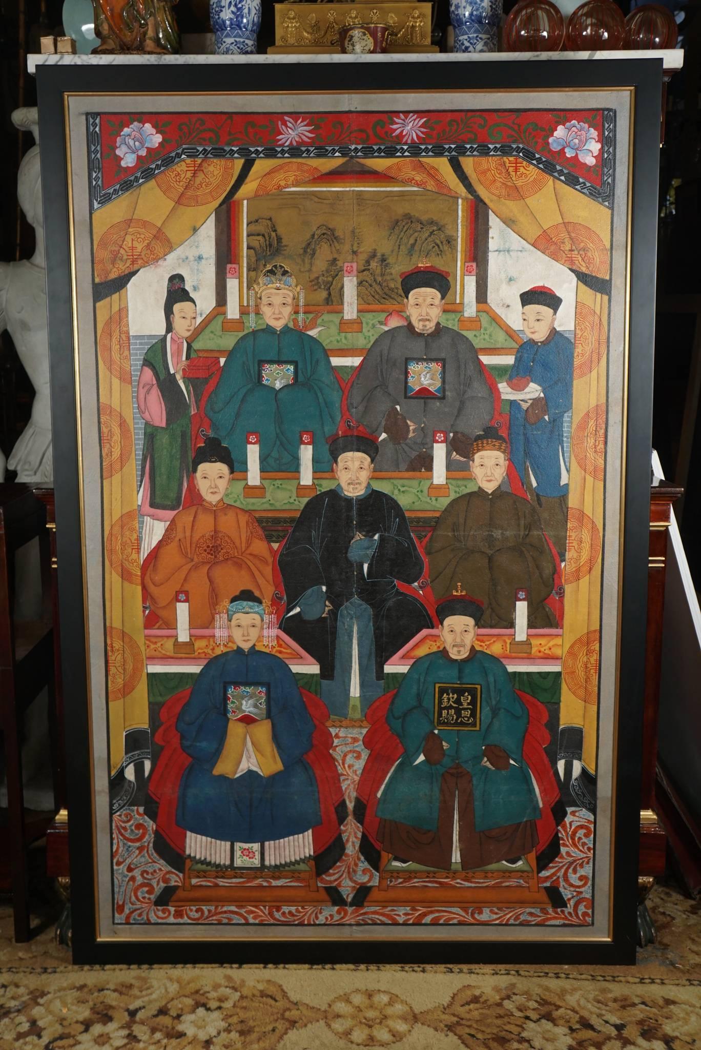 Canvas Chinese Republic Period Ancestral Portrait