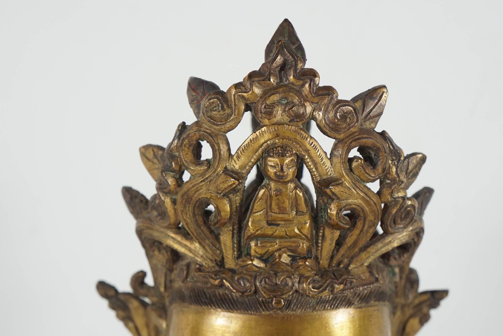 Chinese Period Ming Dynasty Gilded Bronze Figure of Guanyin 2