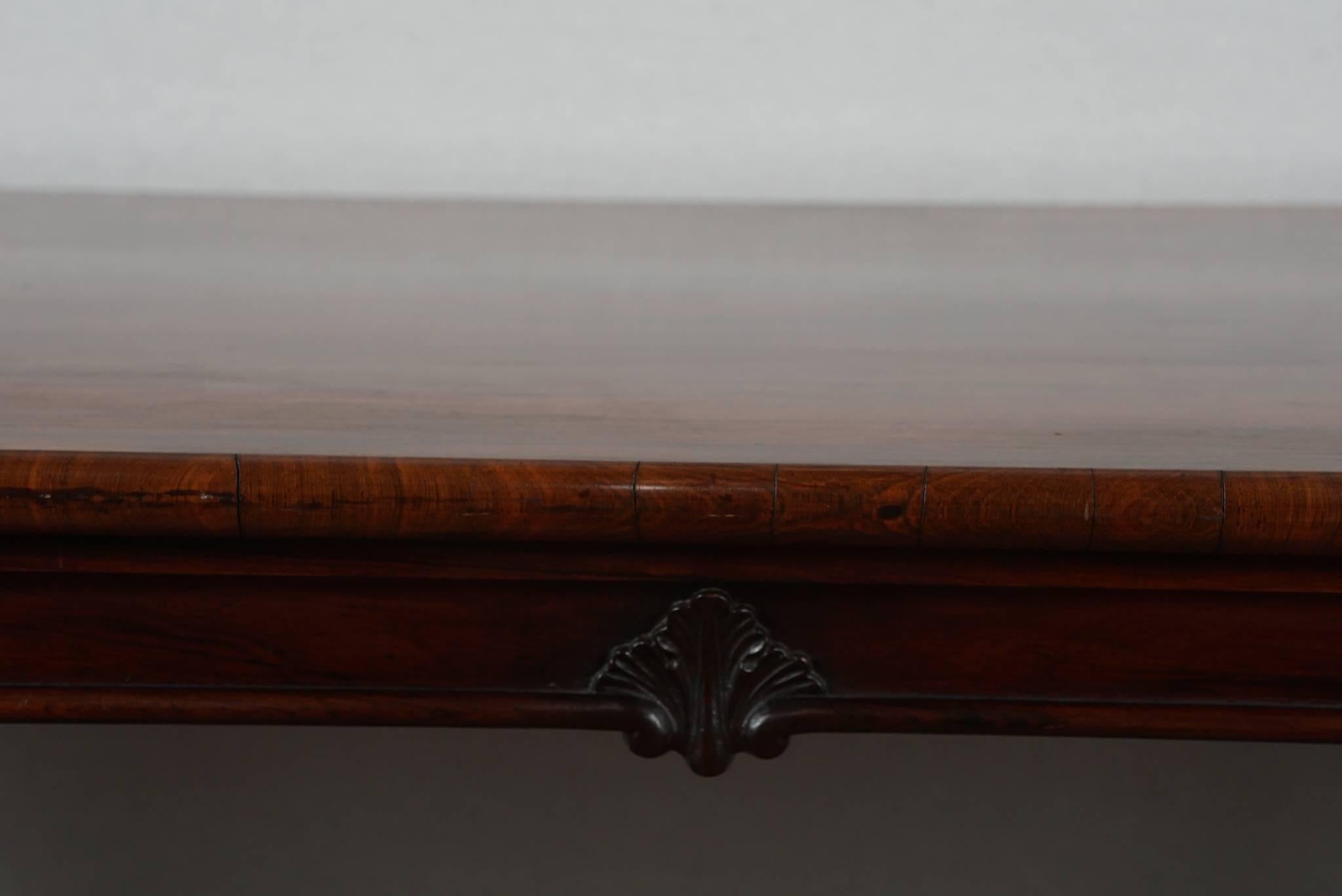 Carved English Rosewood Early Victorian Library Table For Sale