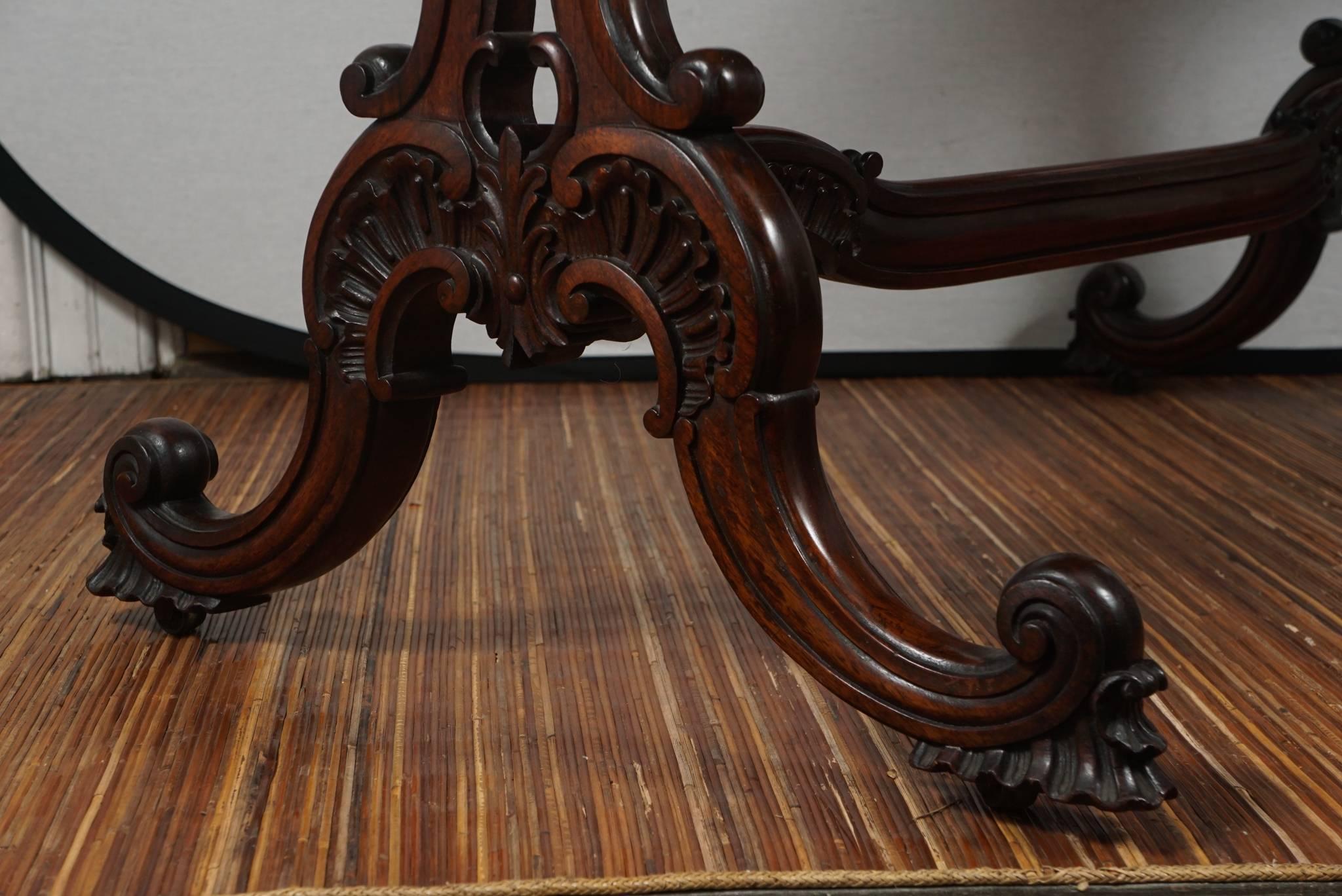 English Rosewood Early Victorian Library Table For Sale 2