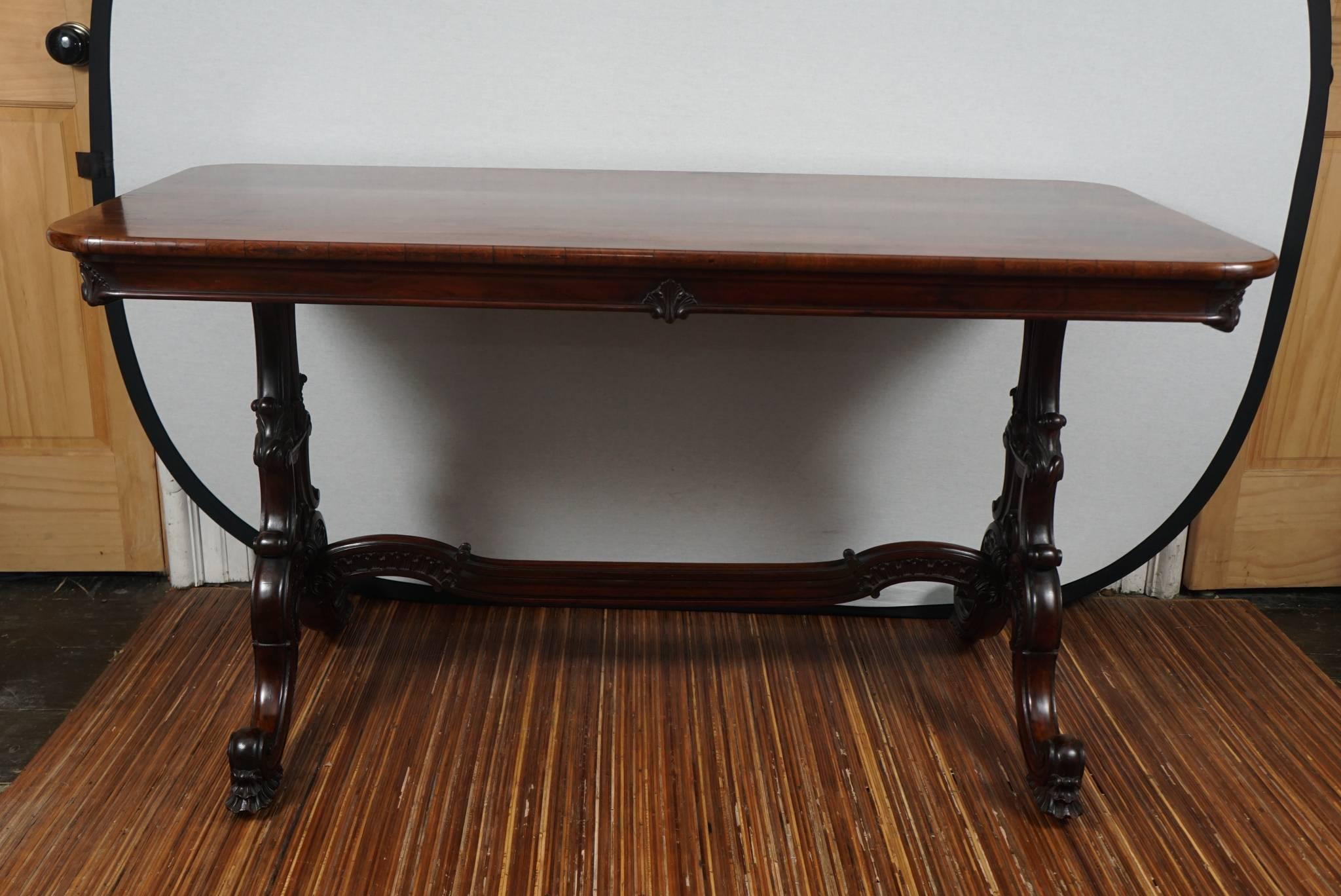 English Rosewood Early Victorian Library Table For Sale 4