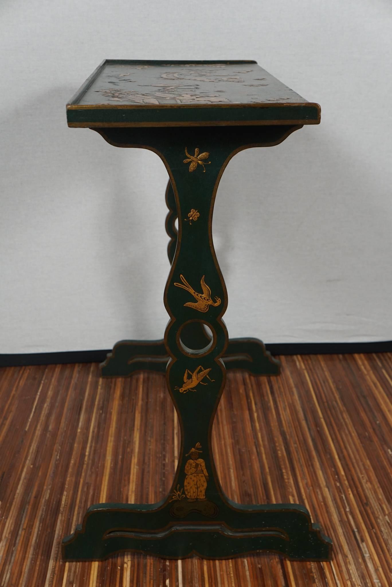 English Edwardian Small Green Japanned Side Table
